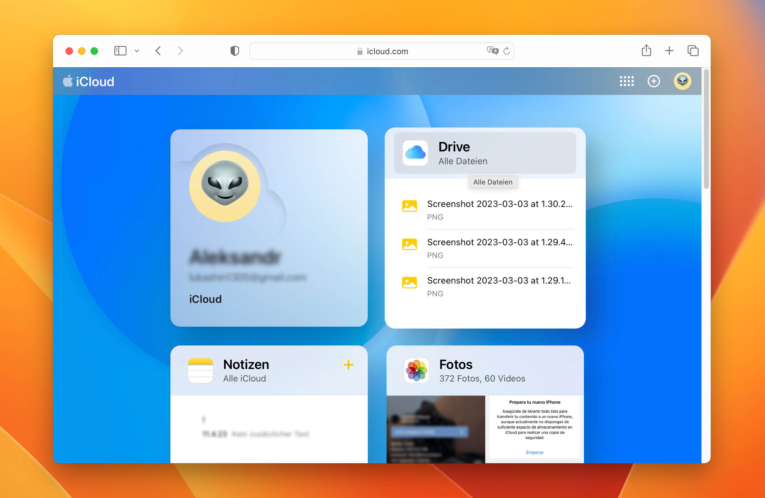 Klicken Sie auf iCloud Drive