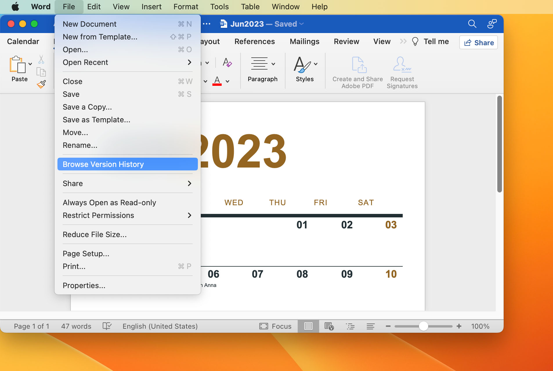 locate previous version of word file