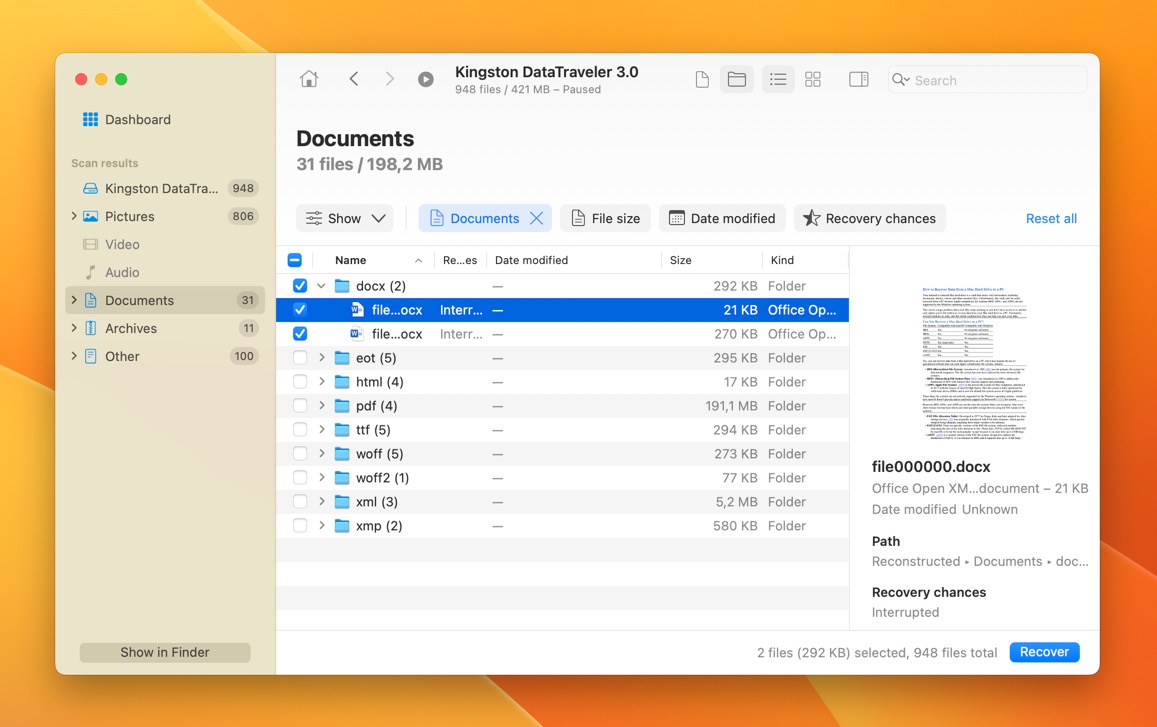 disk drill file filters