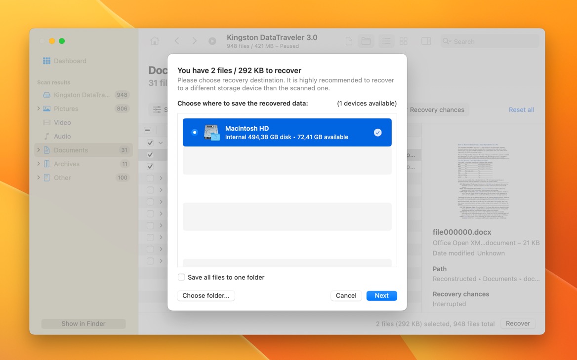 Word document recovered with Disk Drill for Mac