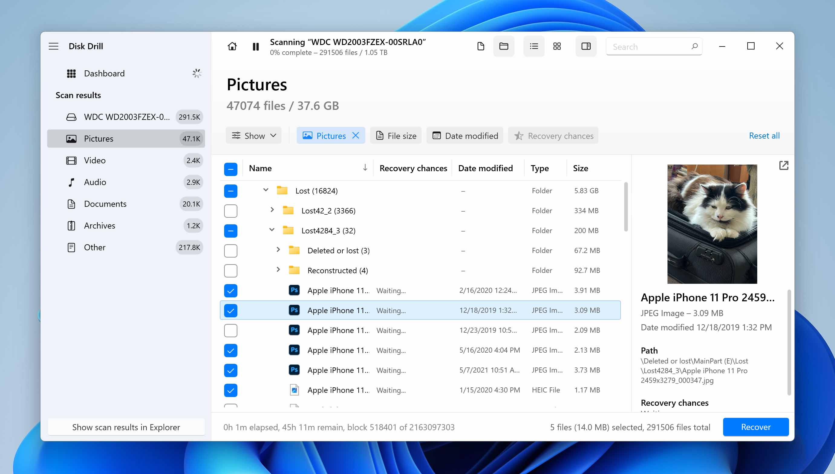 recover disk drill highlighted hard drive