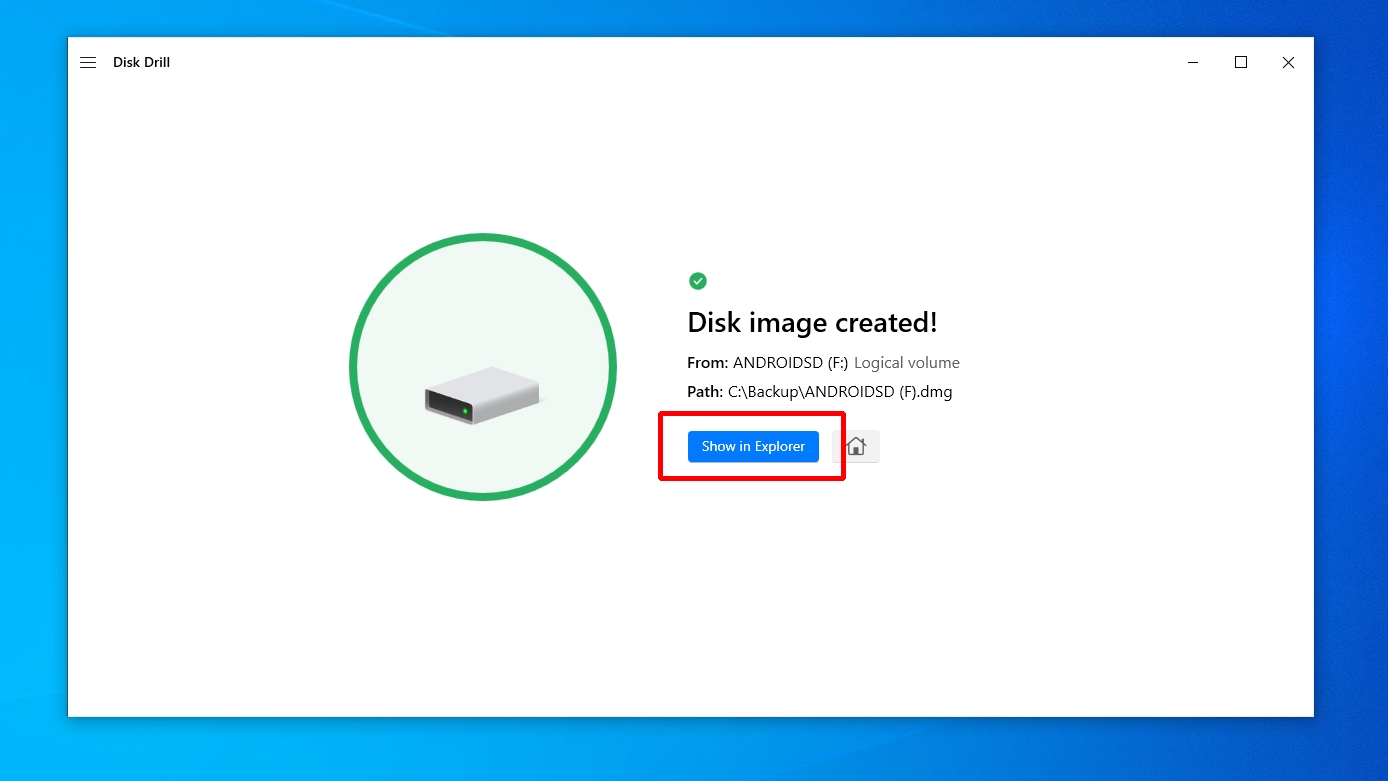 Disk Drill Disk Image Created