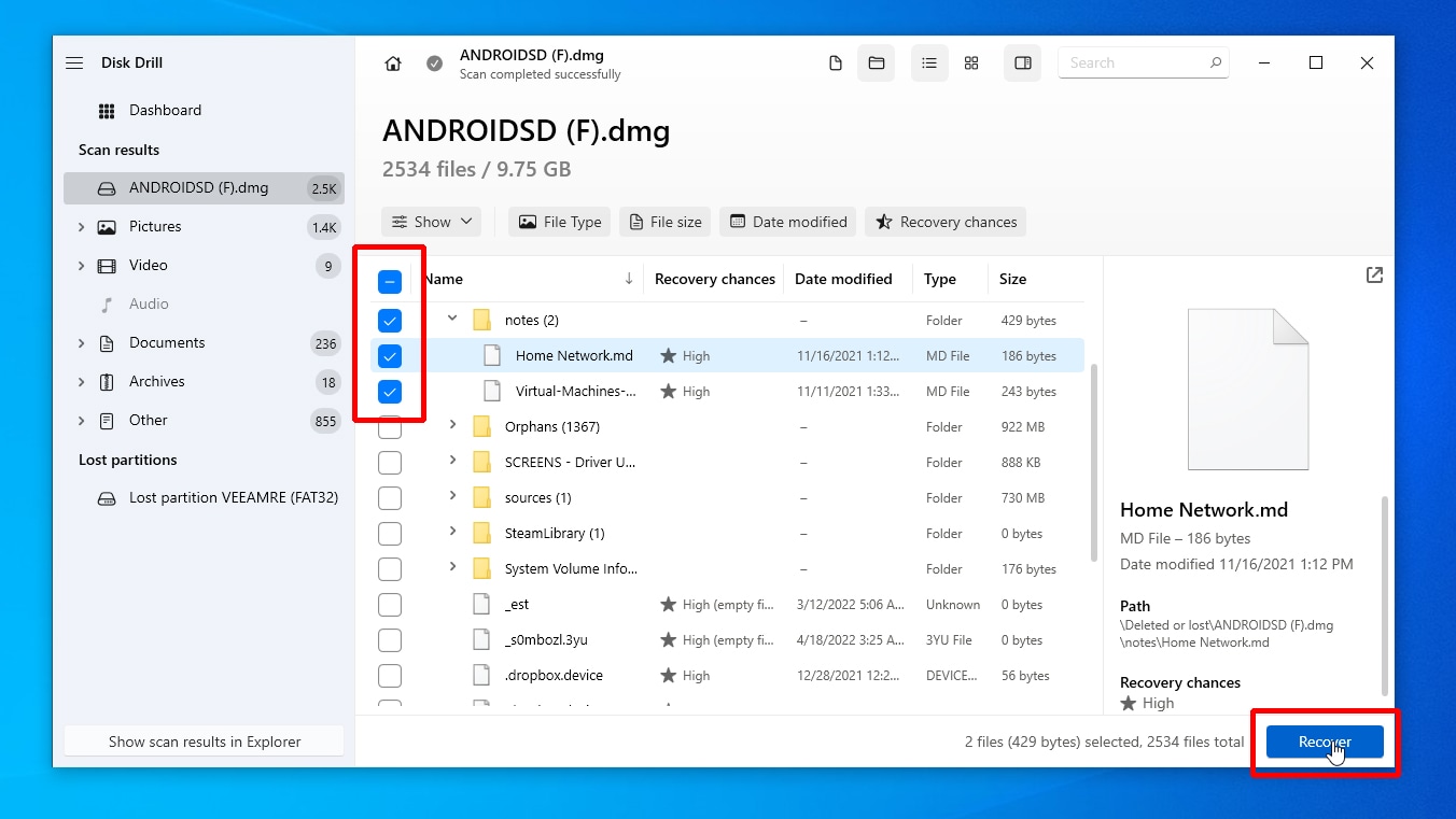 Disk Drill Select Files to Recover