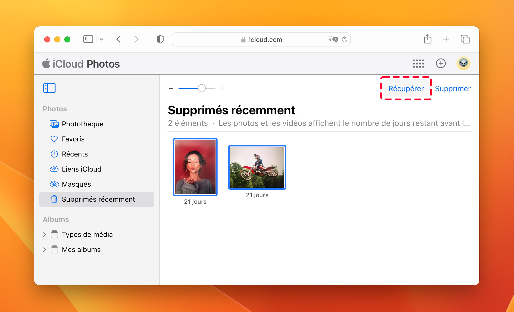 restaurer des photos à partir de photos dans icloud