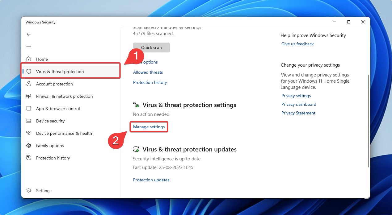 antivirus settings