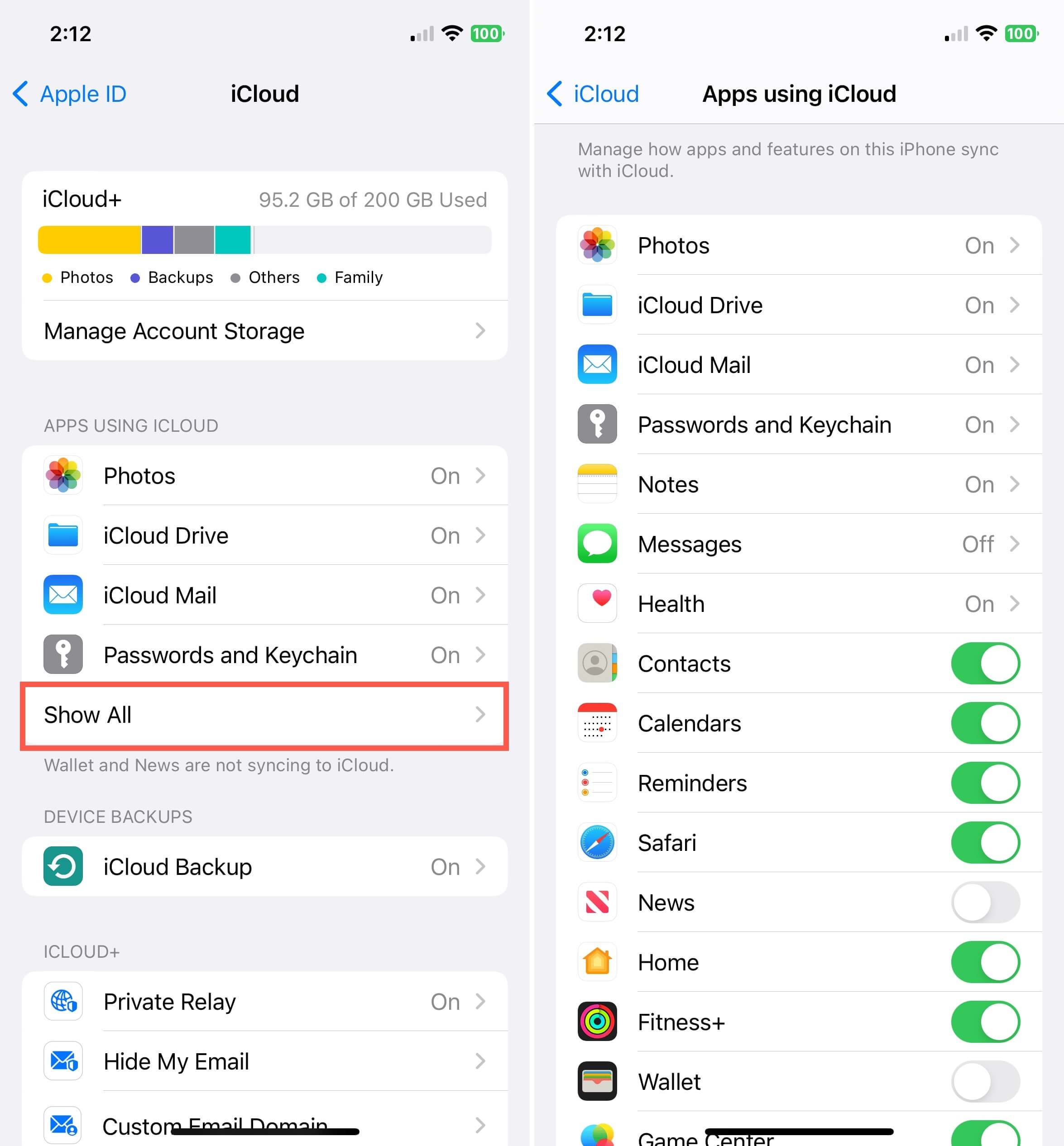 Show All Apps Using iCloud in iPhone Storage