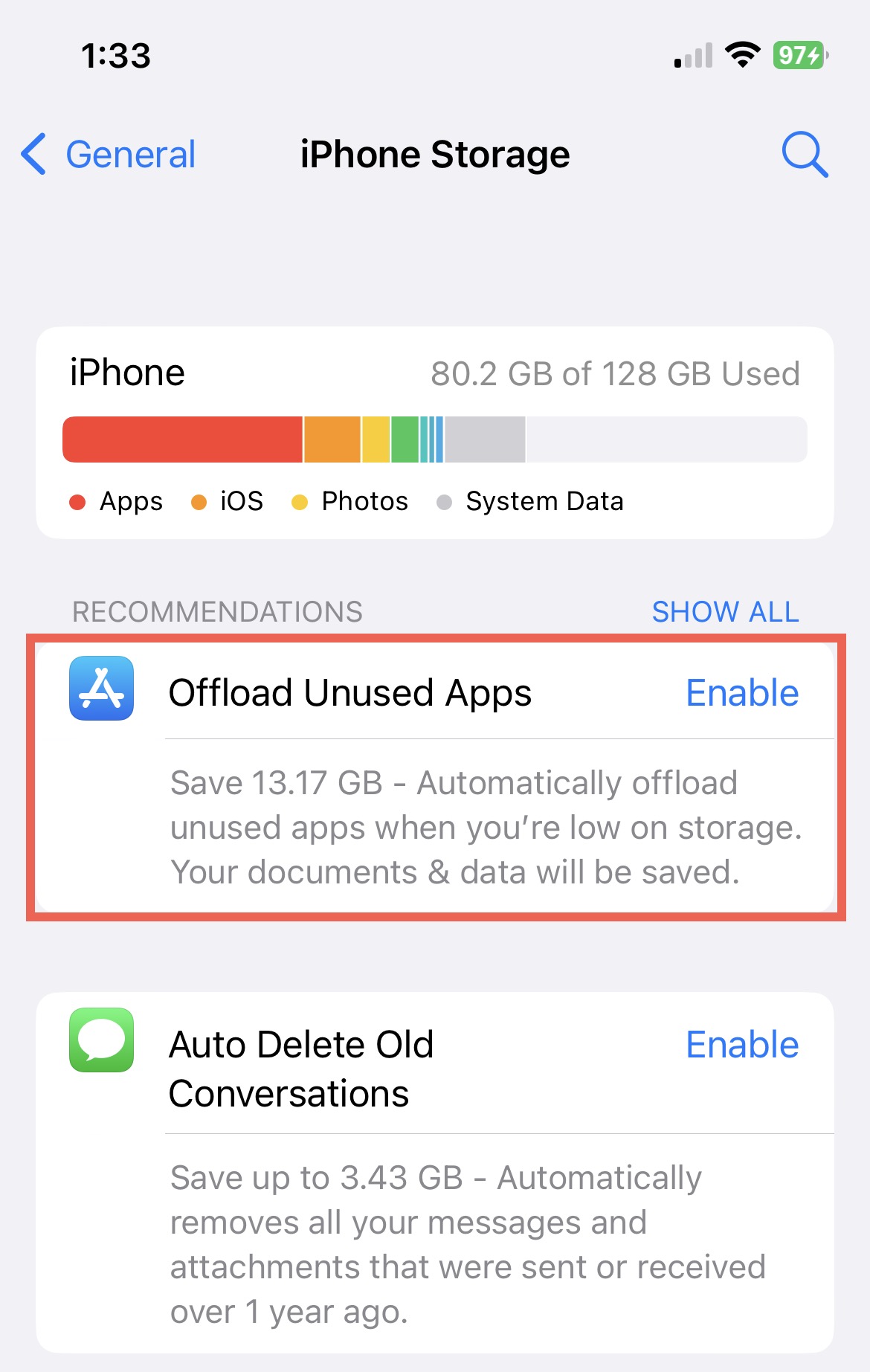Offload Unused Apps in iPhone Storage