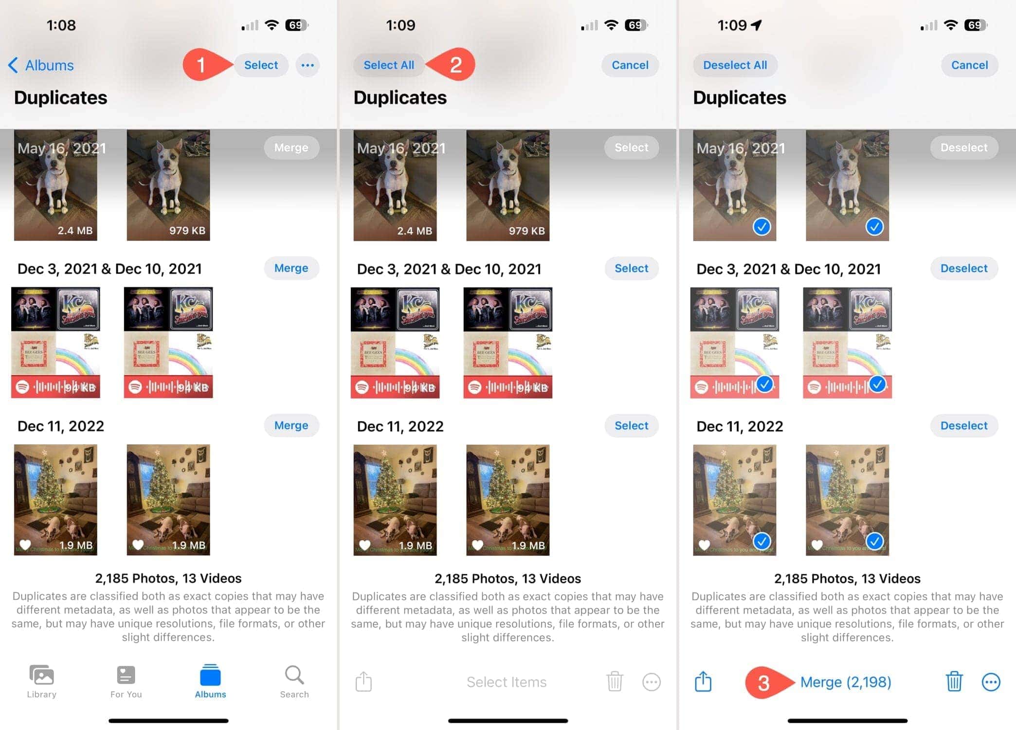 Merge all duplicates on iPhone