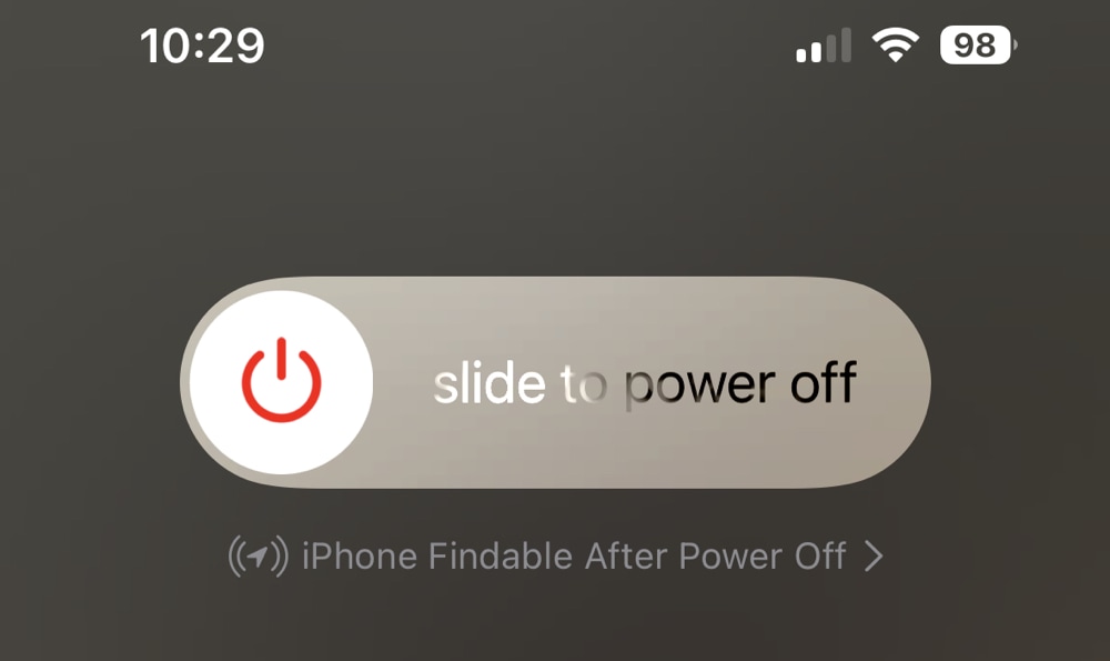 Slider to power off iPhone