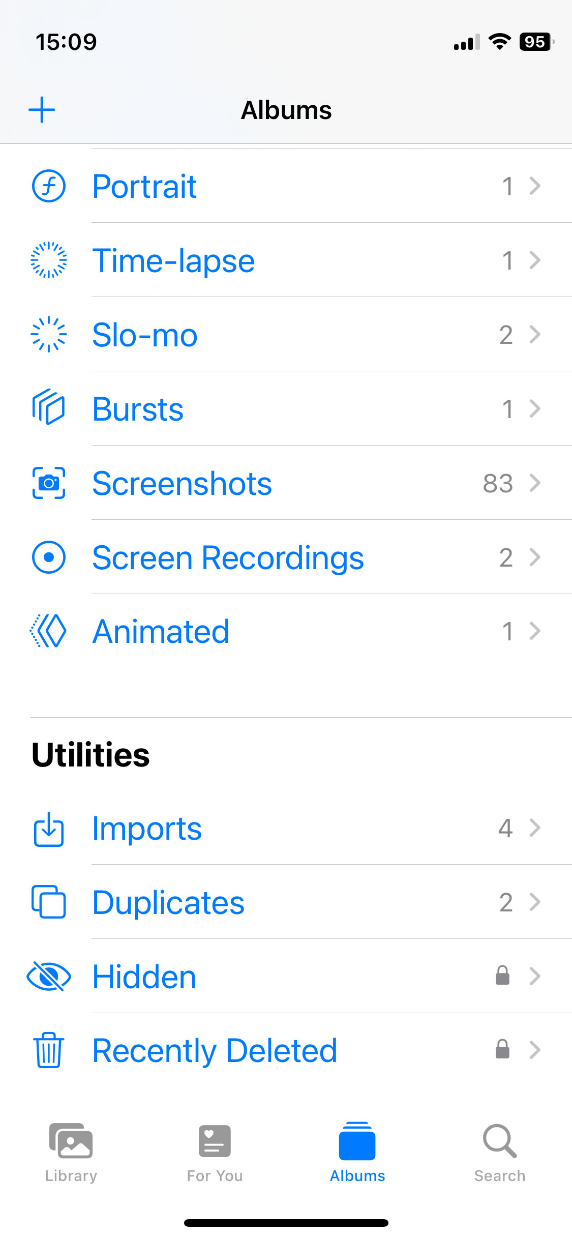 recently deleted album in Photos app