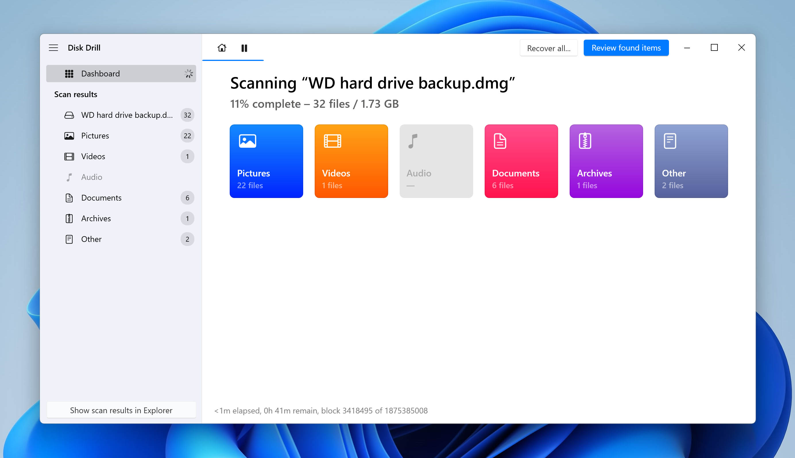 Reviewing the data found on the failing disk