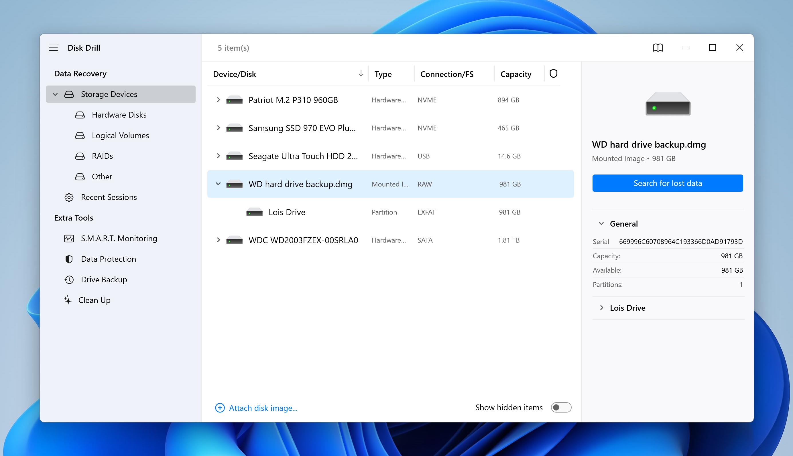 Searching for data on the failing drive