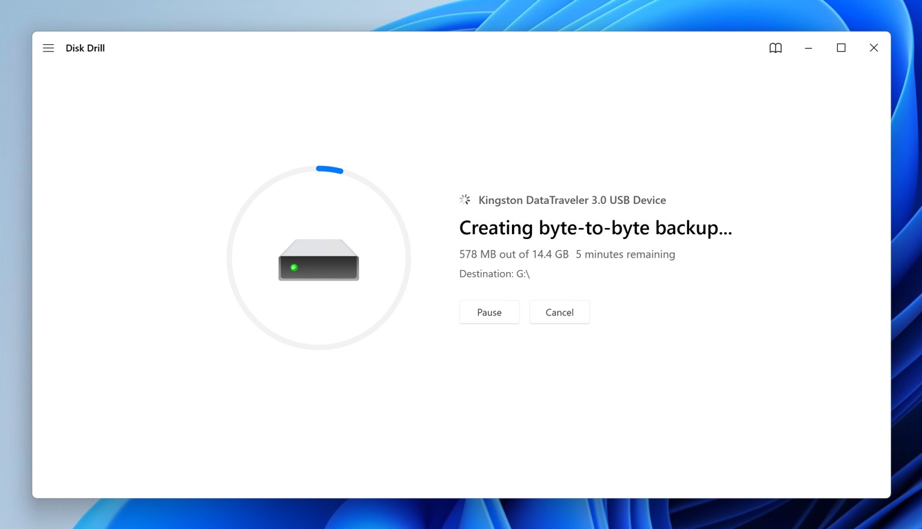 byte to byte backup creation progress