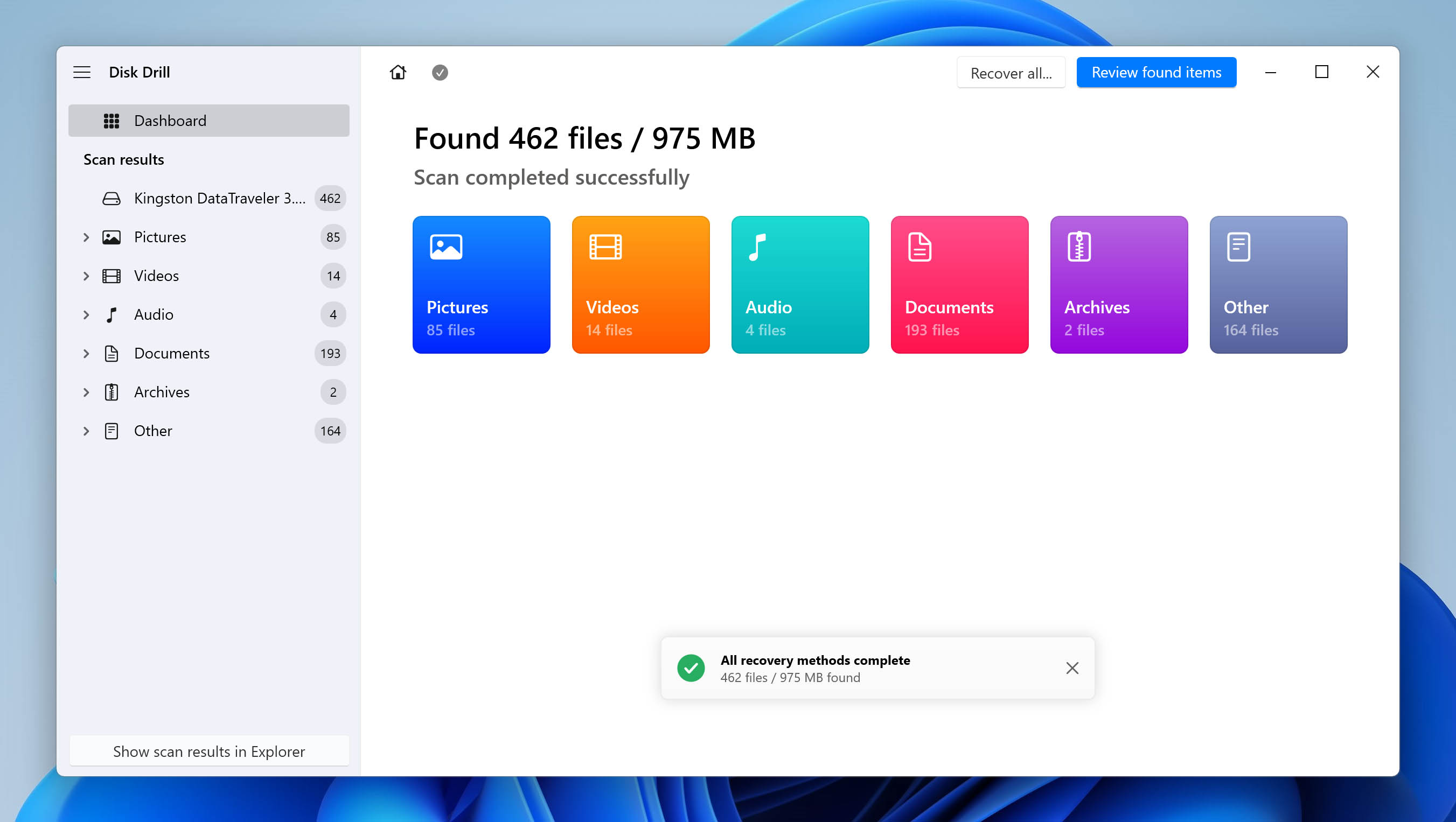 scan results window disk drill