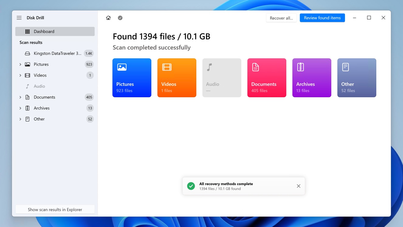 disk drill formatted usb flash drive scanned