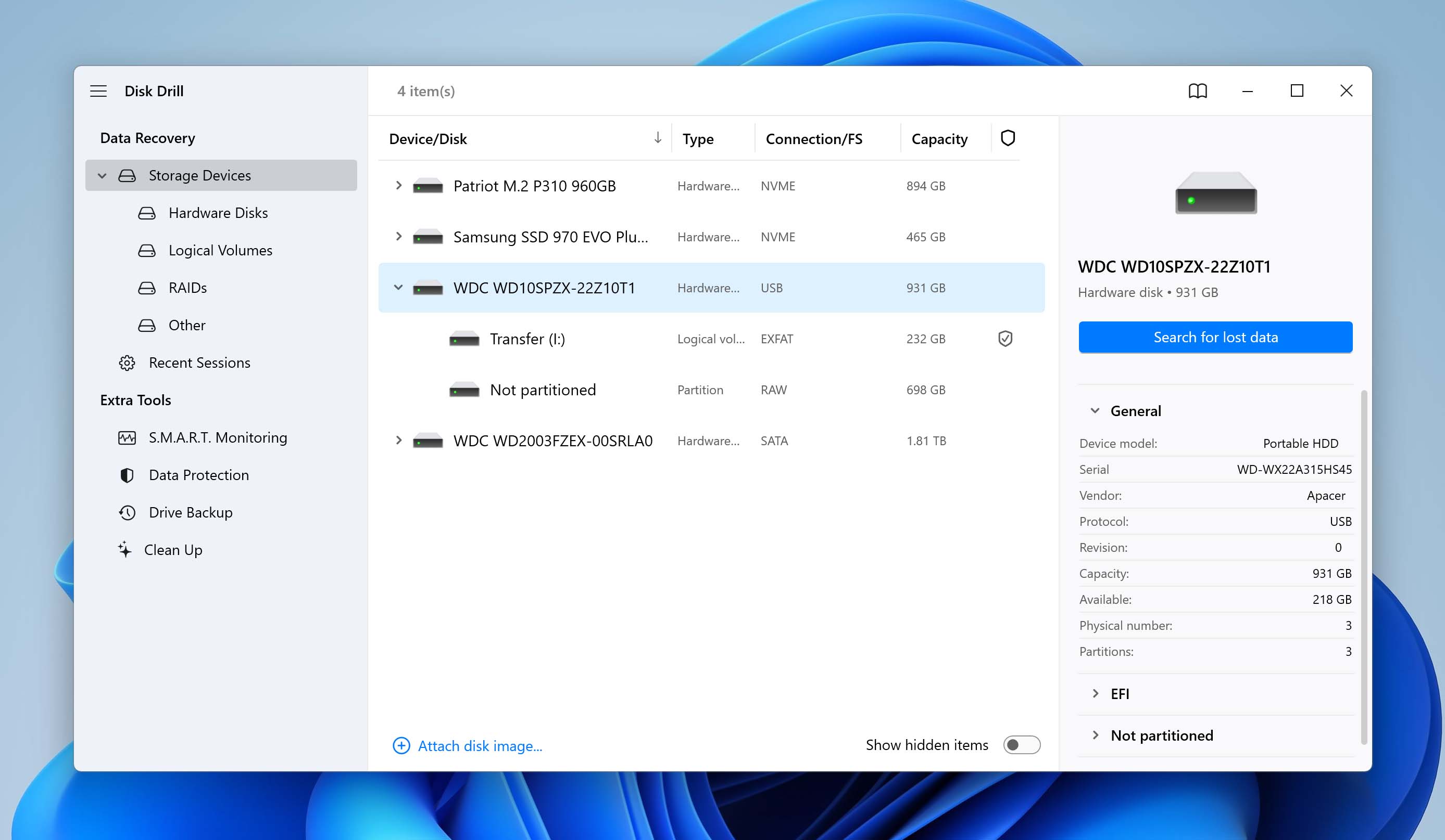 disk drill search for lost data crashed disk