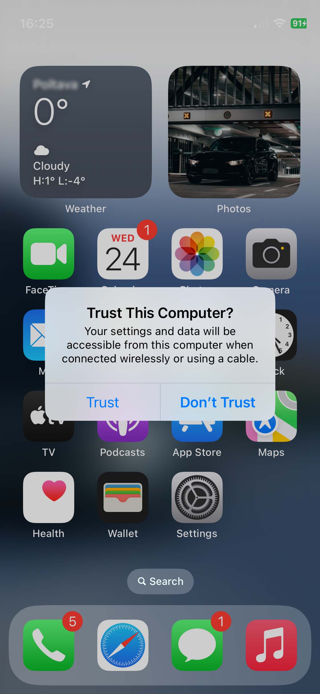 Trust this computer message on iPhone