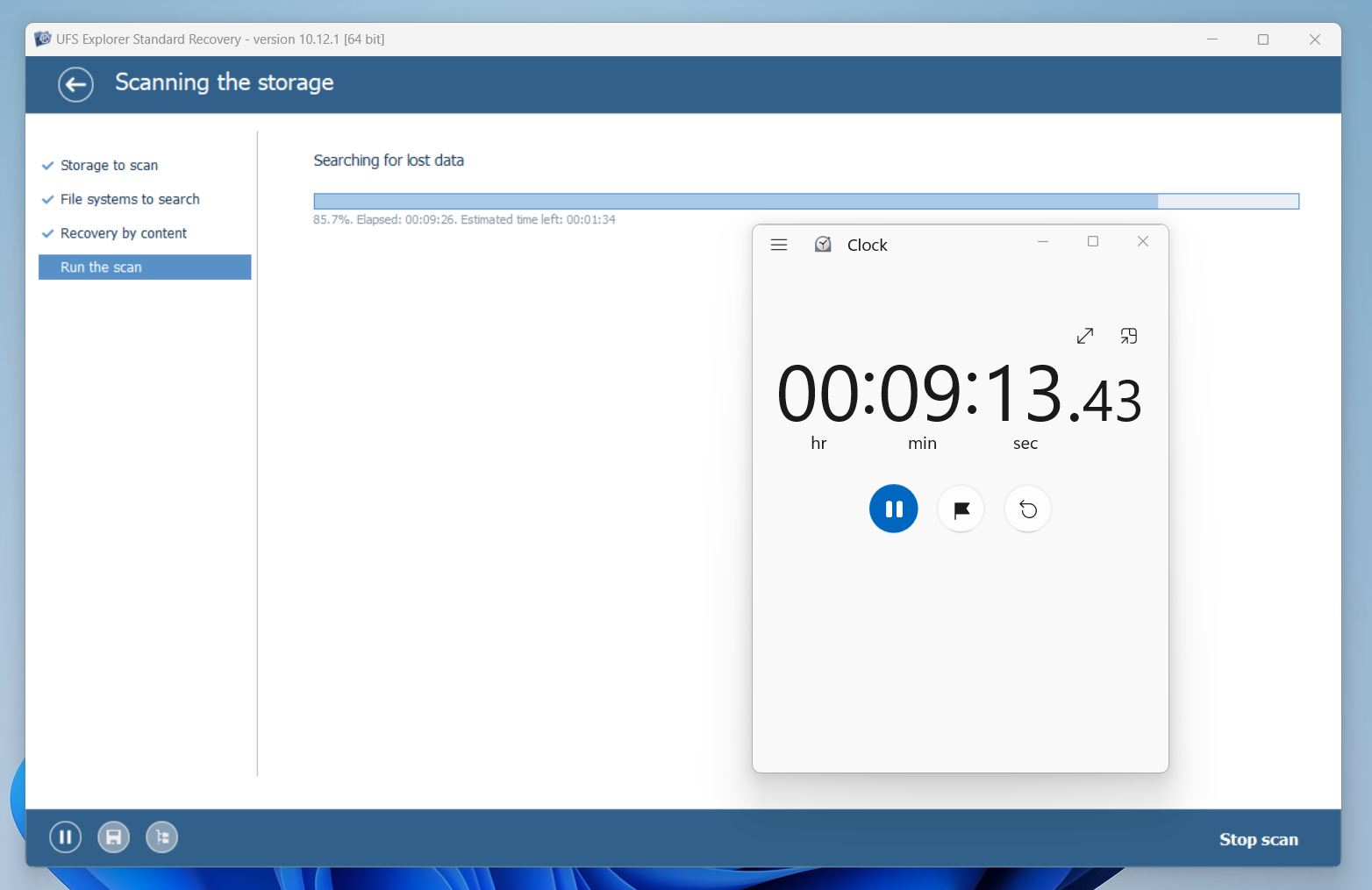 UFS scanning time