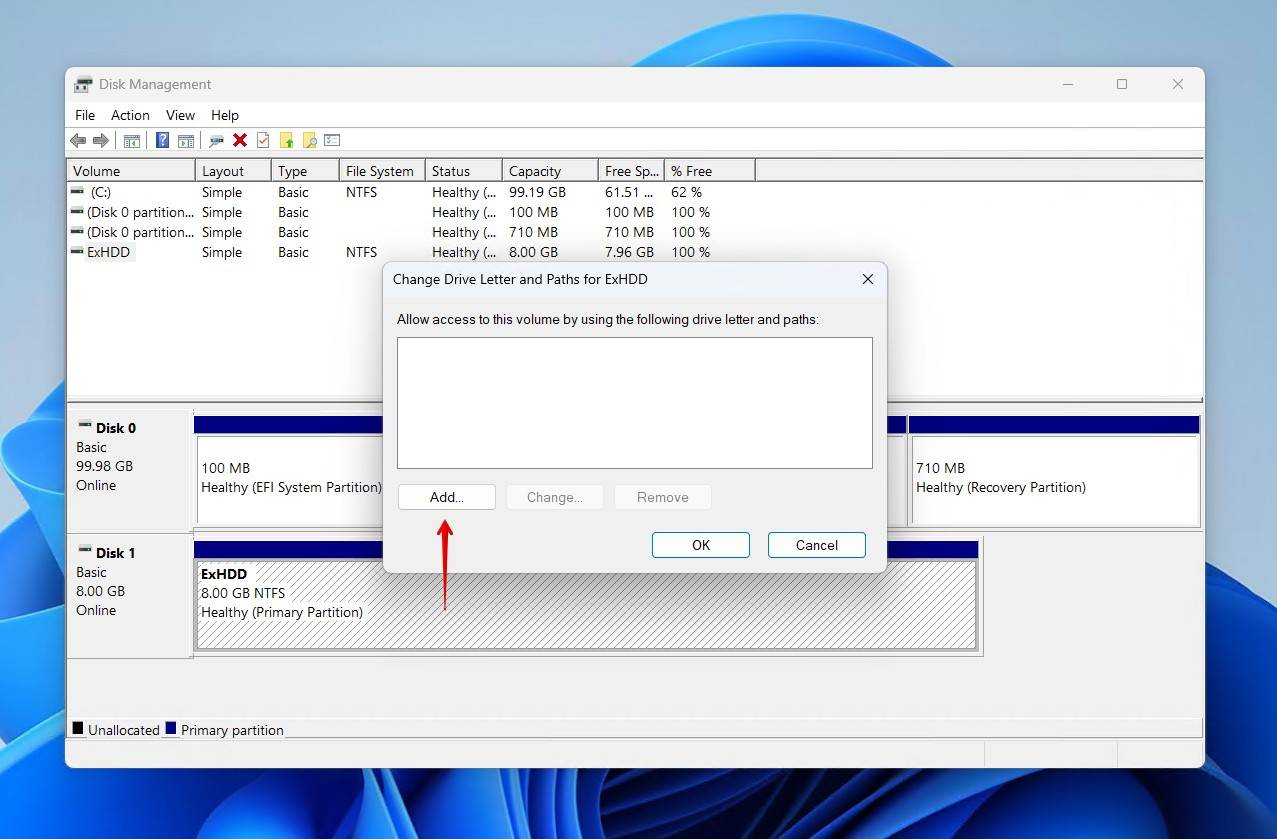 Adding a drive letter.