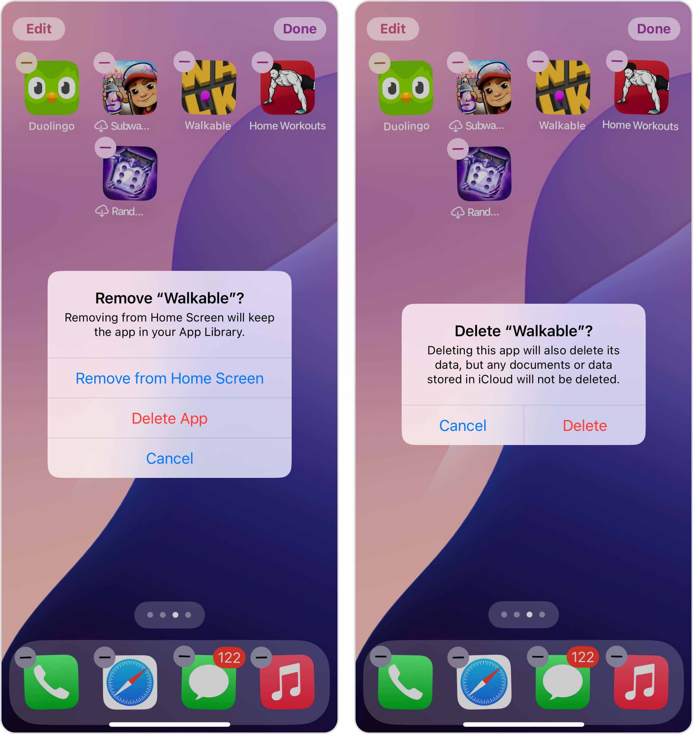 remove app options ios