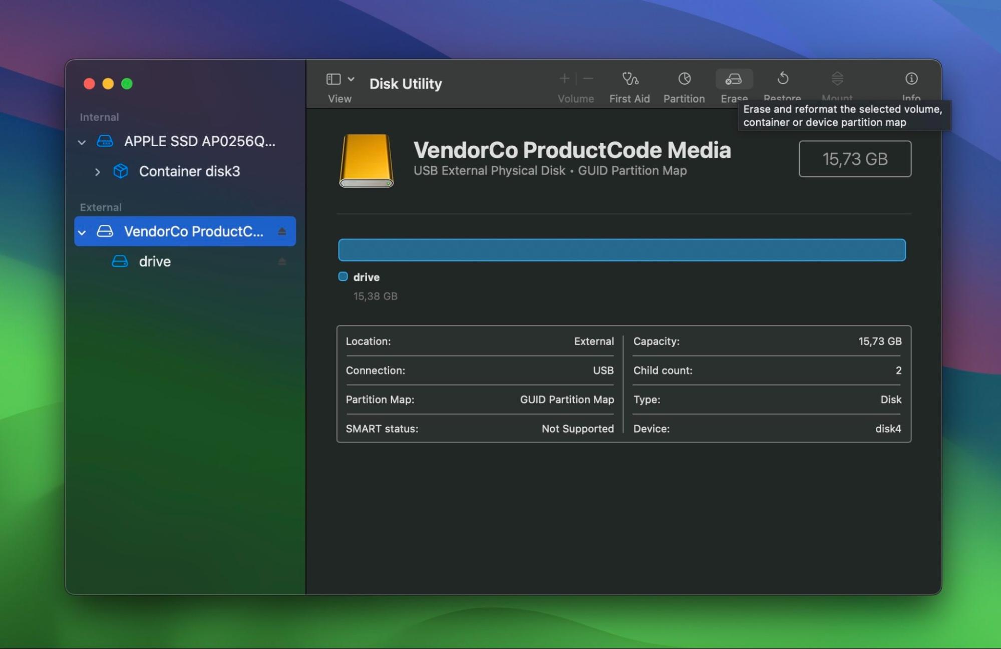 drive formatting in disk utility