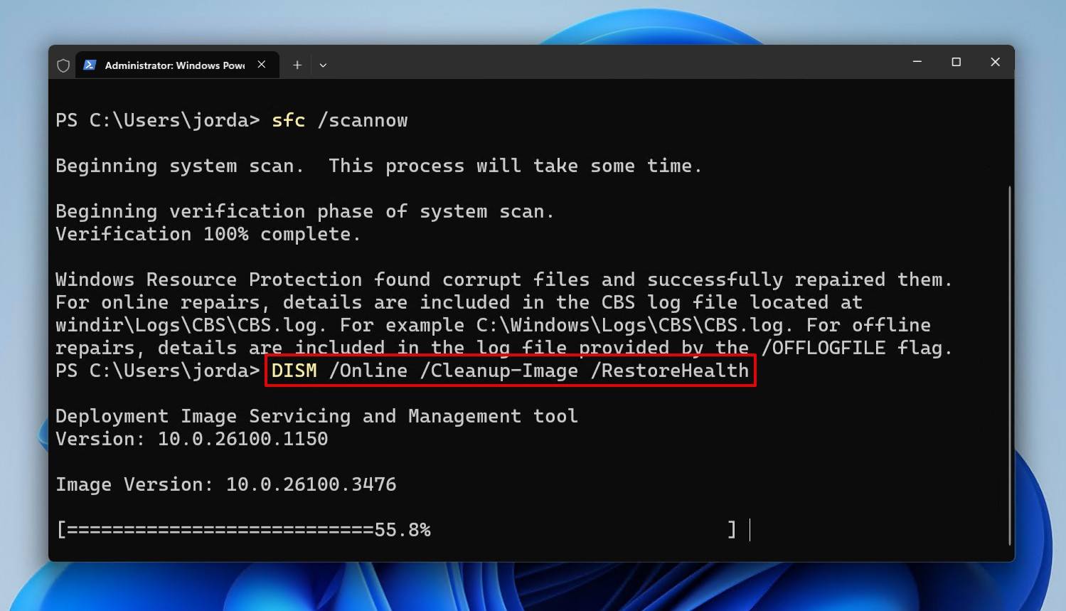 DISM command.