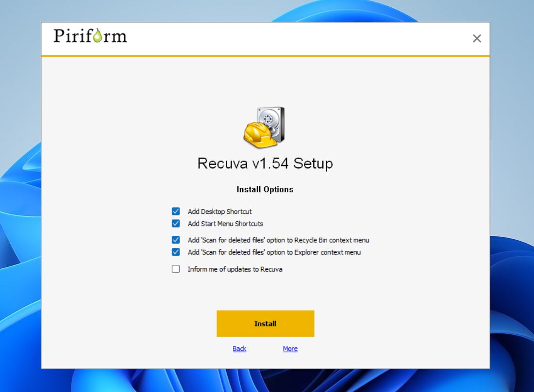 install recuva