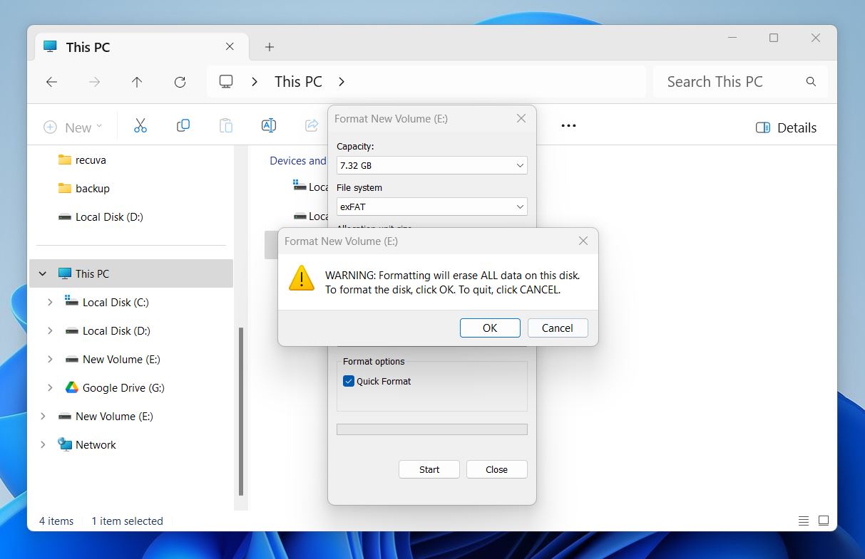 drive formatting on windows 11