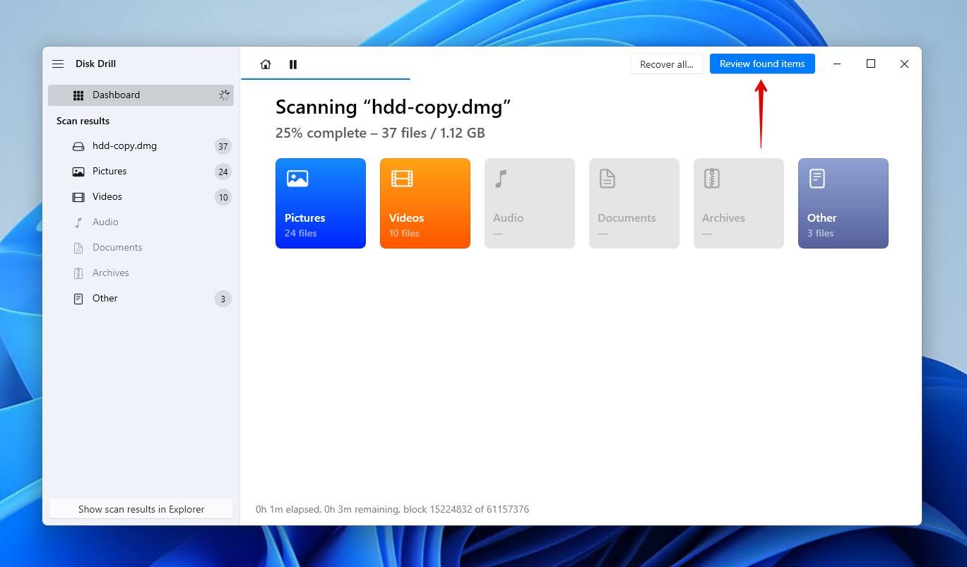 Reviewing the corrupted HDD data.
