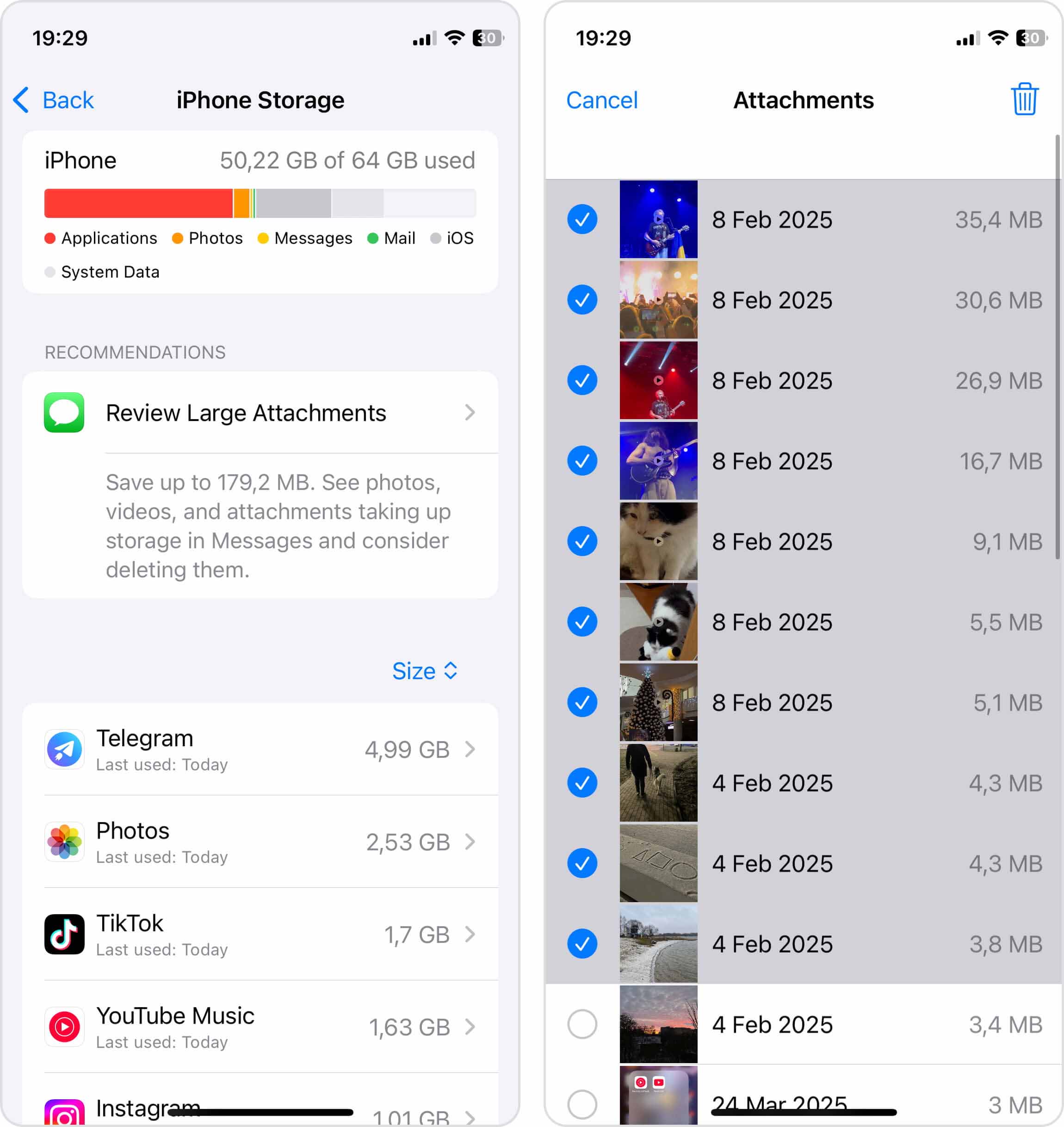 Remove Large Attachments on iPhone