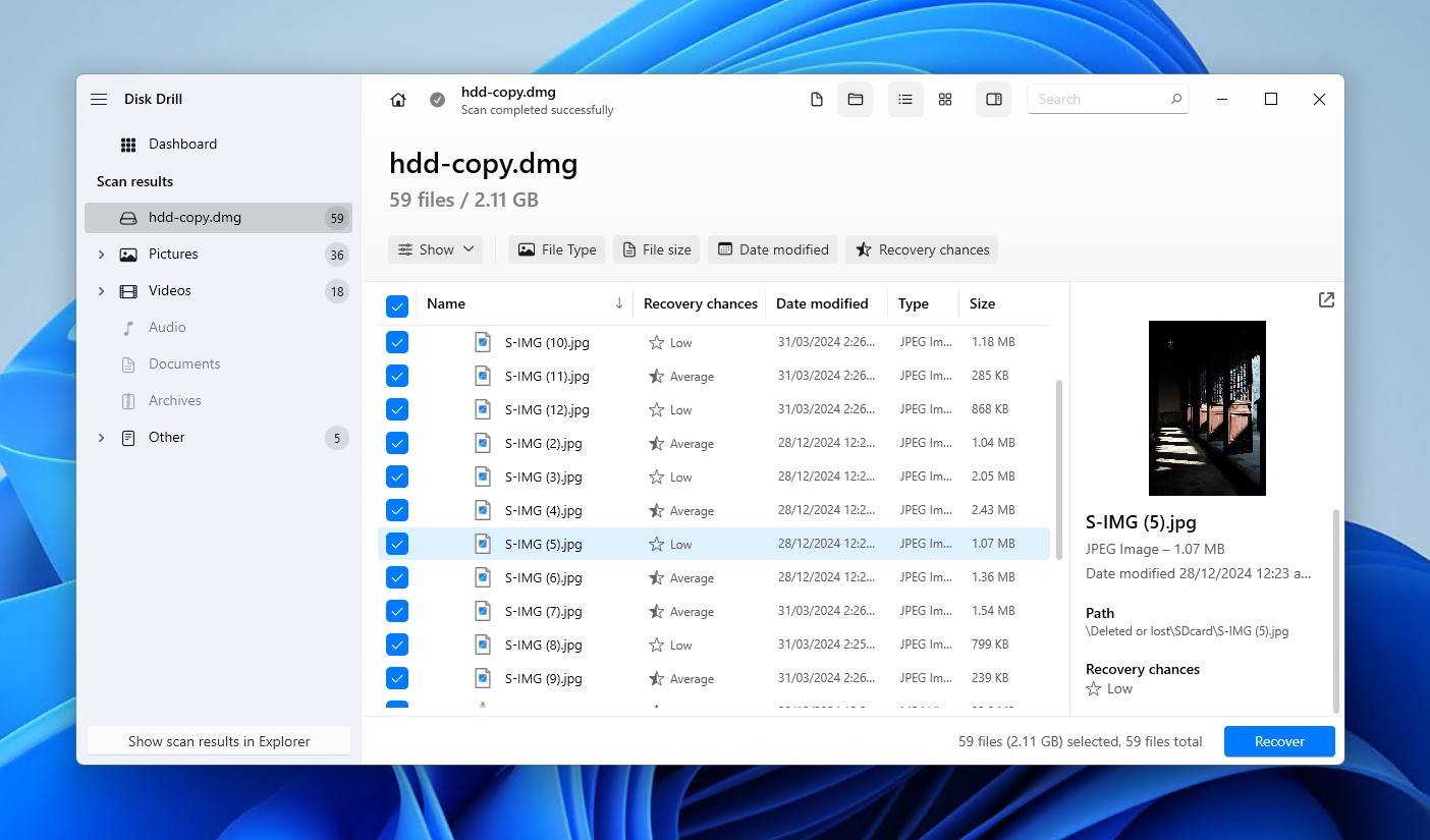 Selecting the HDD files.