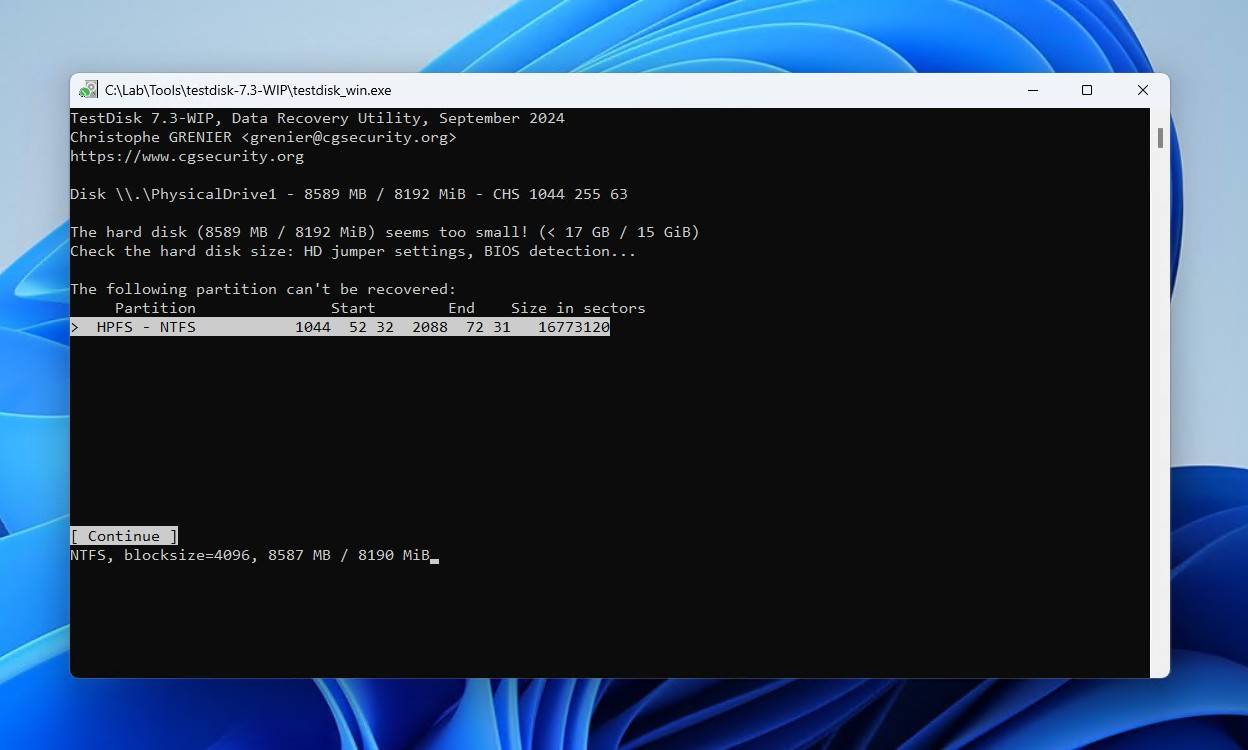 The unrecoverable partition.