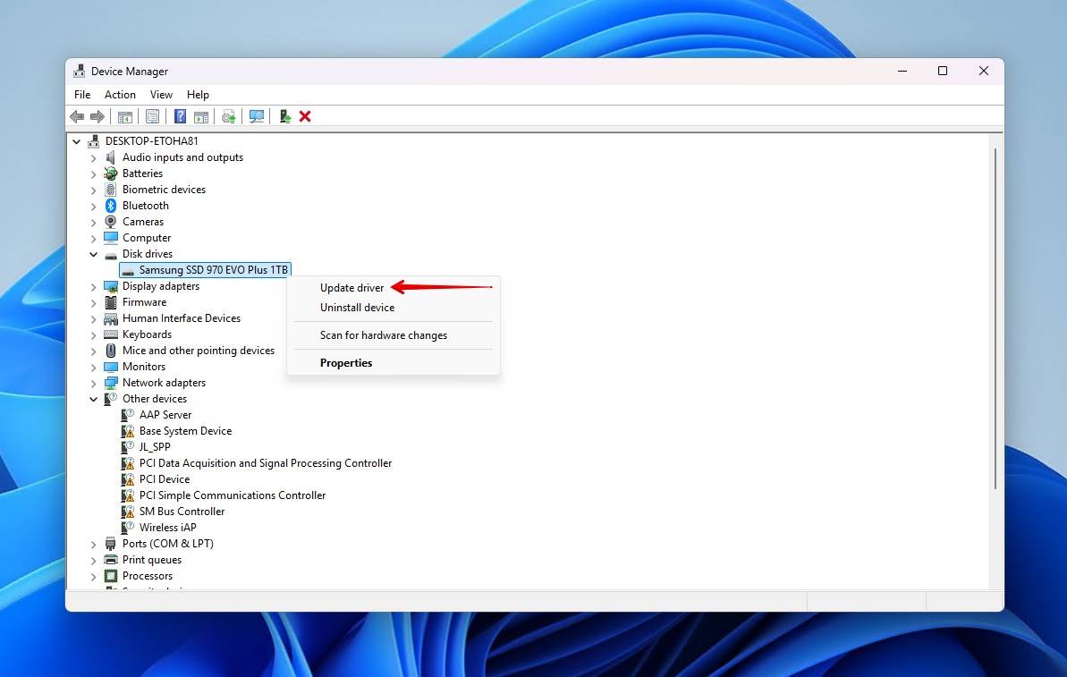 Updating the driver.
