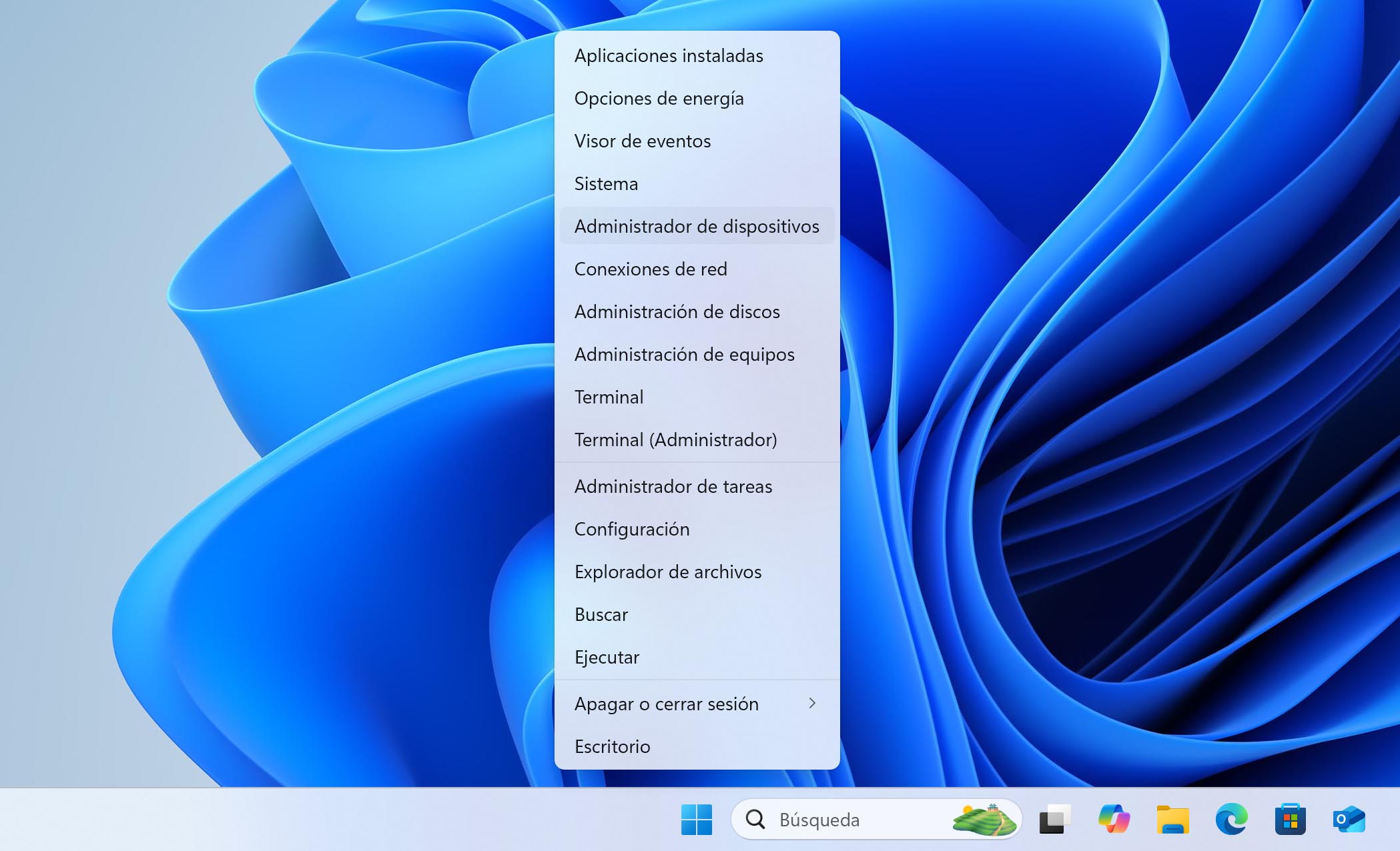 Abrir administrador de dispositivos en Windows 11