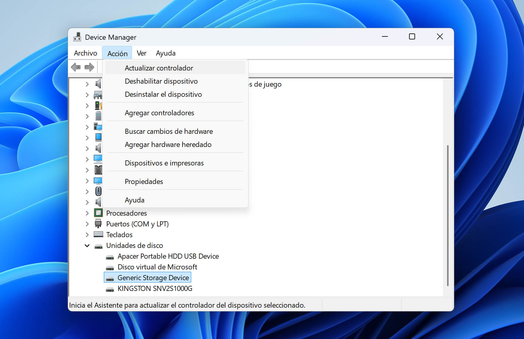 Actualizar controlador del lector SD