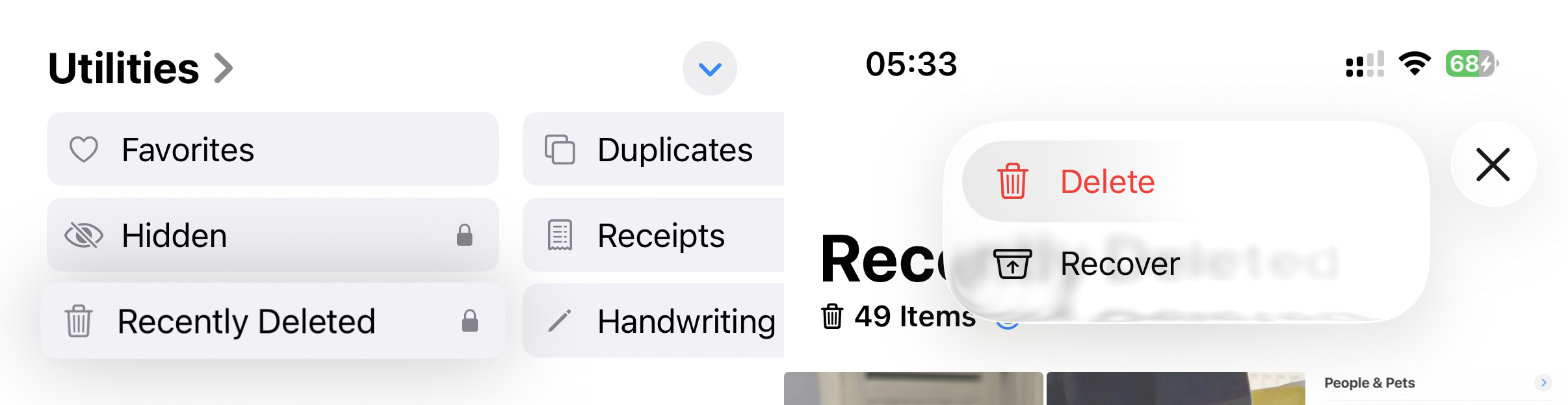 Delete photos from Recently Deleted.