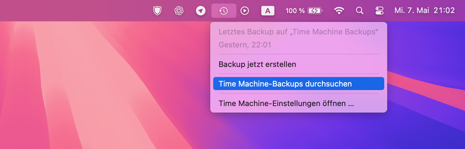 Time Machine Backups durchsuchen