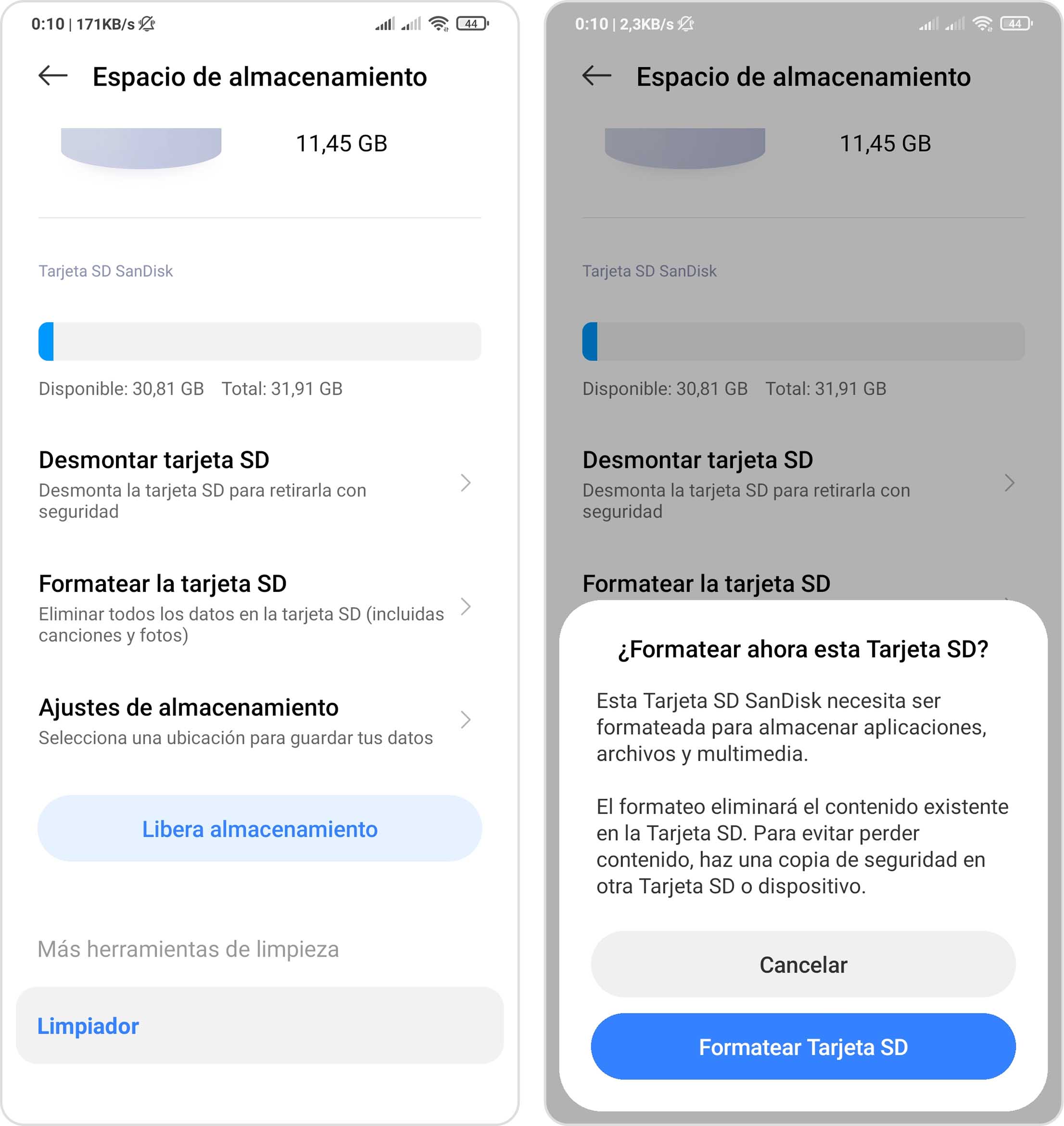 tarjeta SD no detectada en android