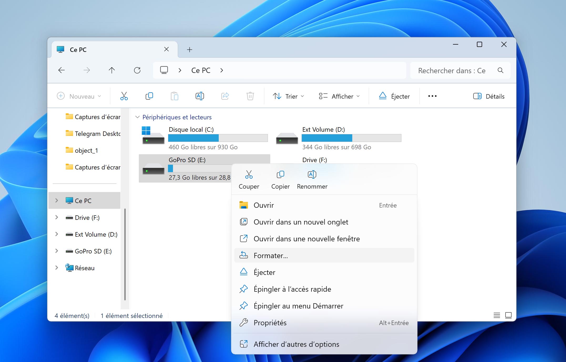Formater une carte SD GoPro dans l’Explorateur Windows