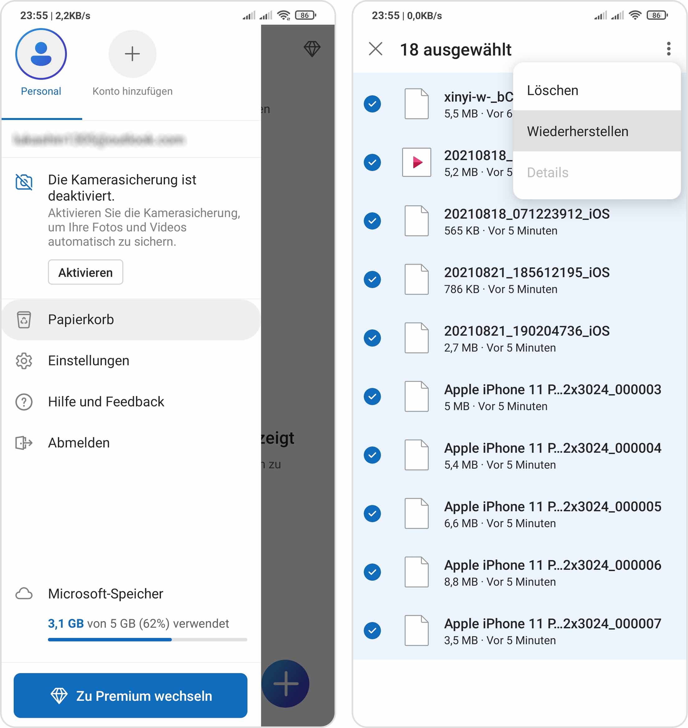 gelöschte Bilder aus OneDrive wiederherstellen