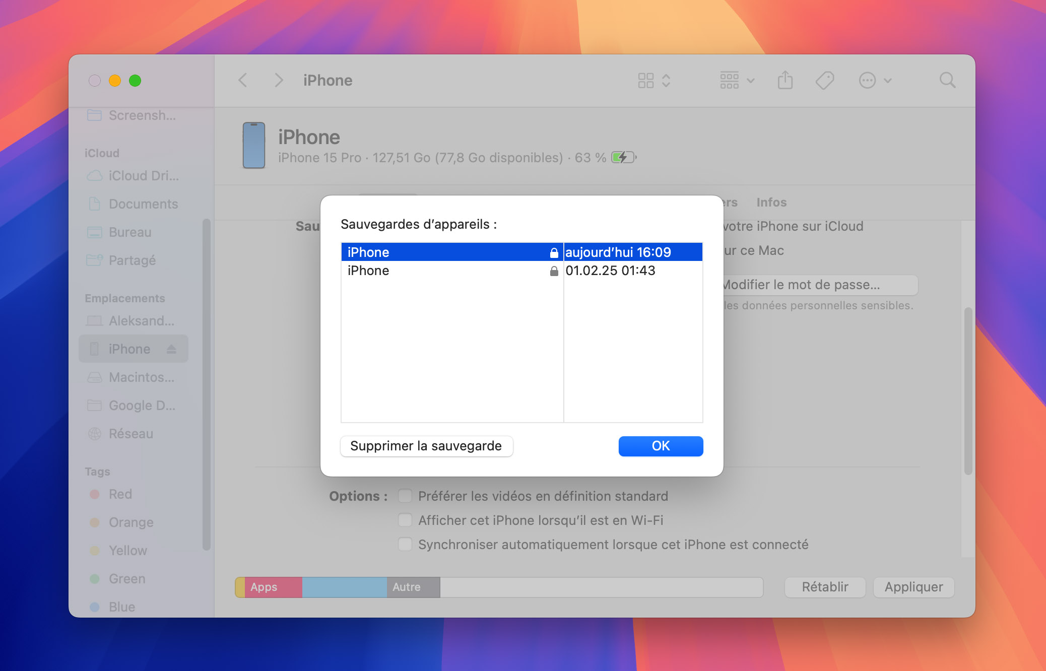 créer une sauvegarde locale de l’iPhone