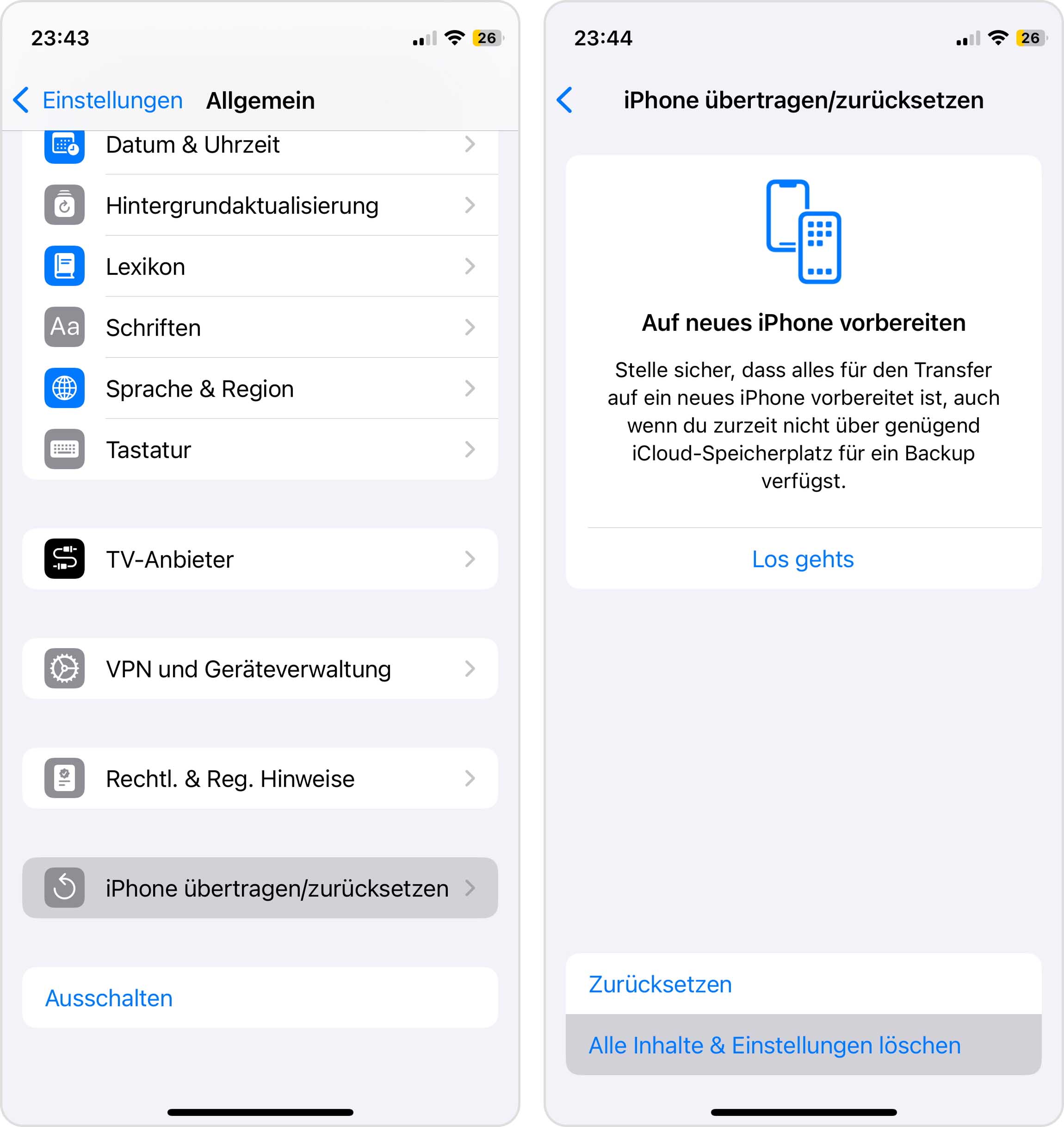 Setzen Sie Ihr iPhone auf die Werkseinstellungen zurück