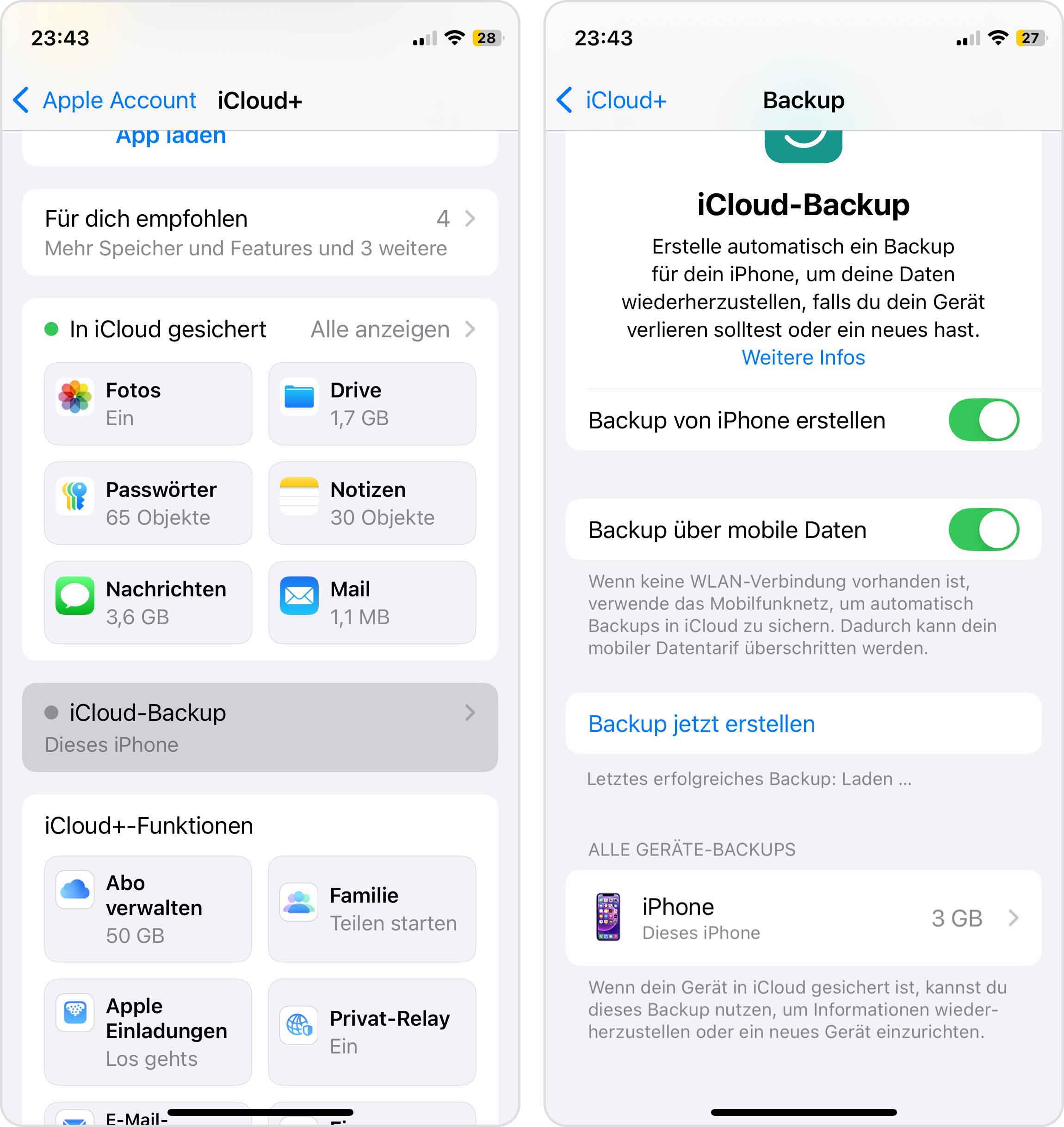 iPhone-Backups in iCloud prüfen