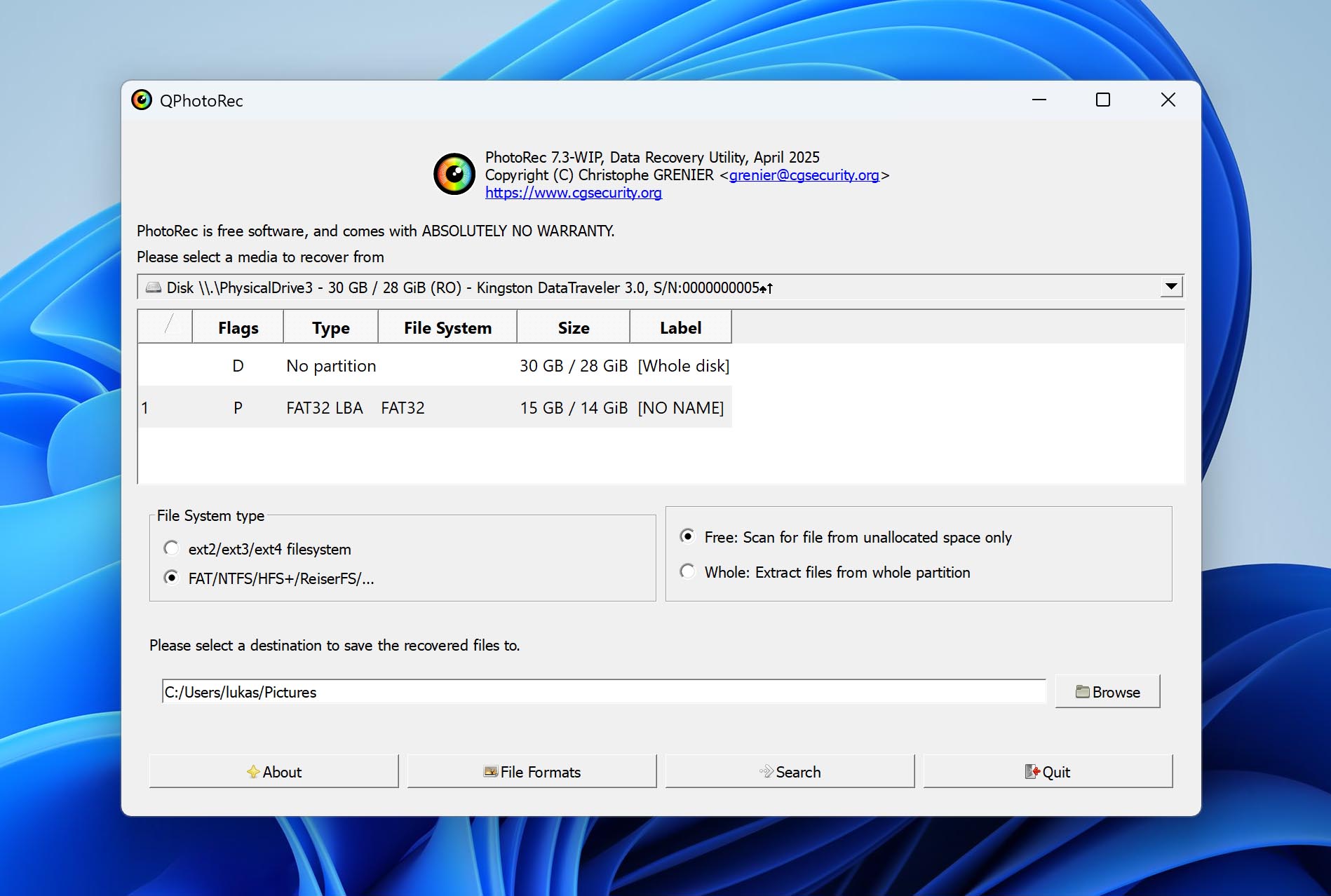 qphotorec on windows 11