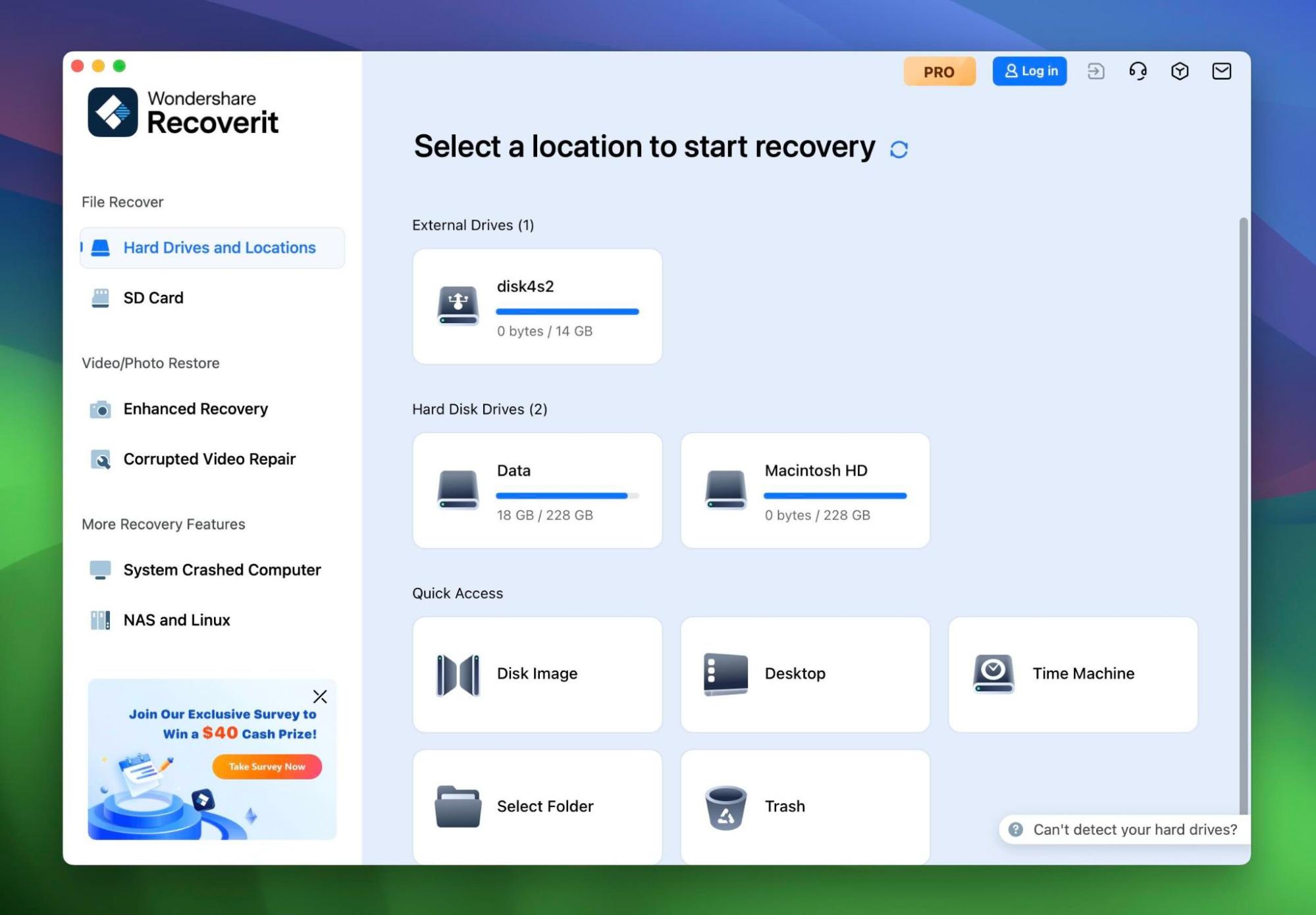 wondershare recoverit disk list
