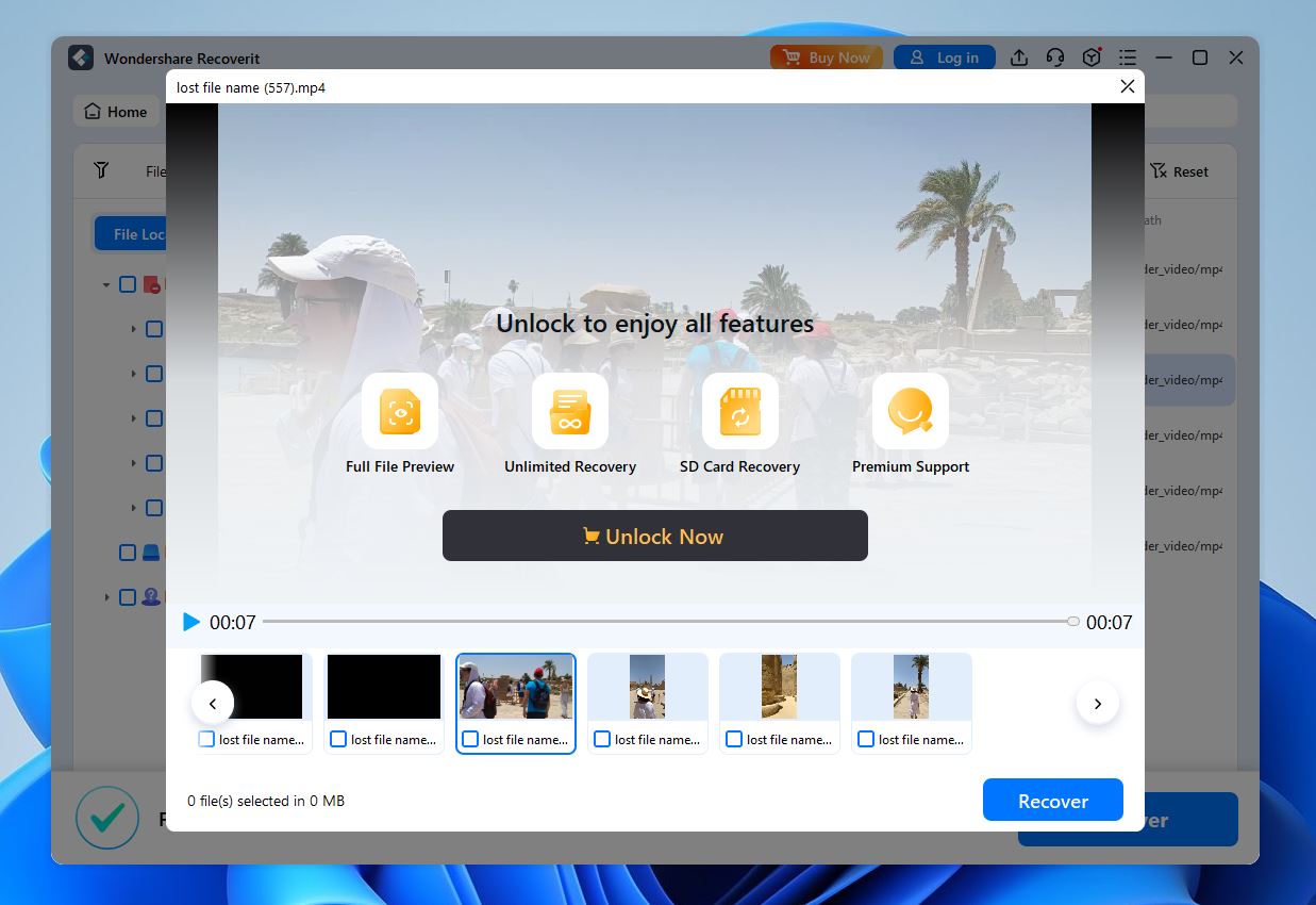recoverit preview video in results