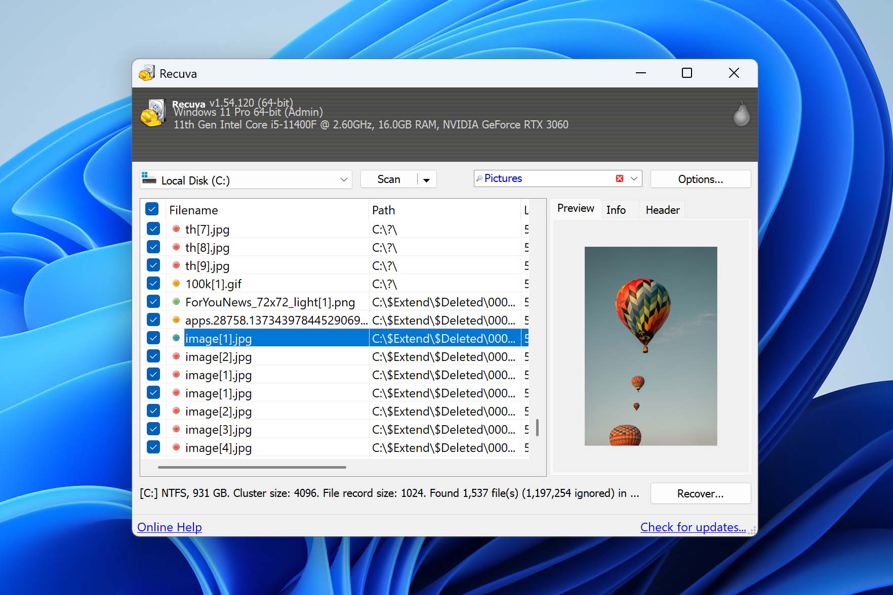 recuva data recovery software