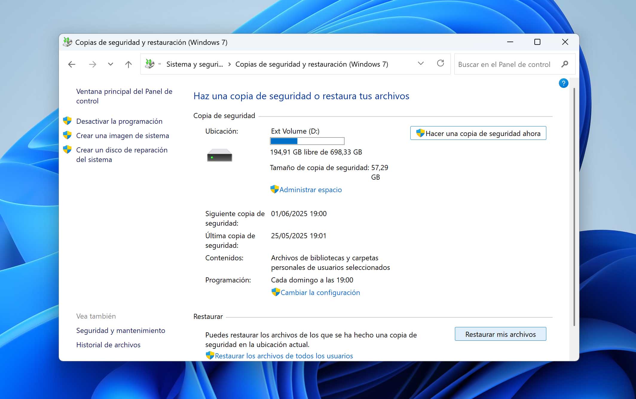 restaurar mis archivos copia de seguridad y restaurar