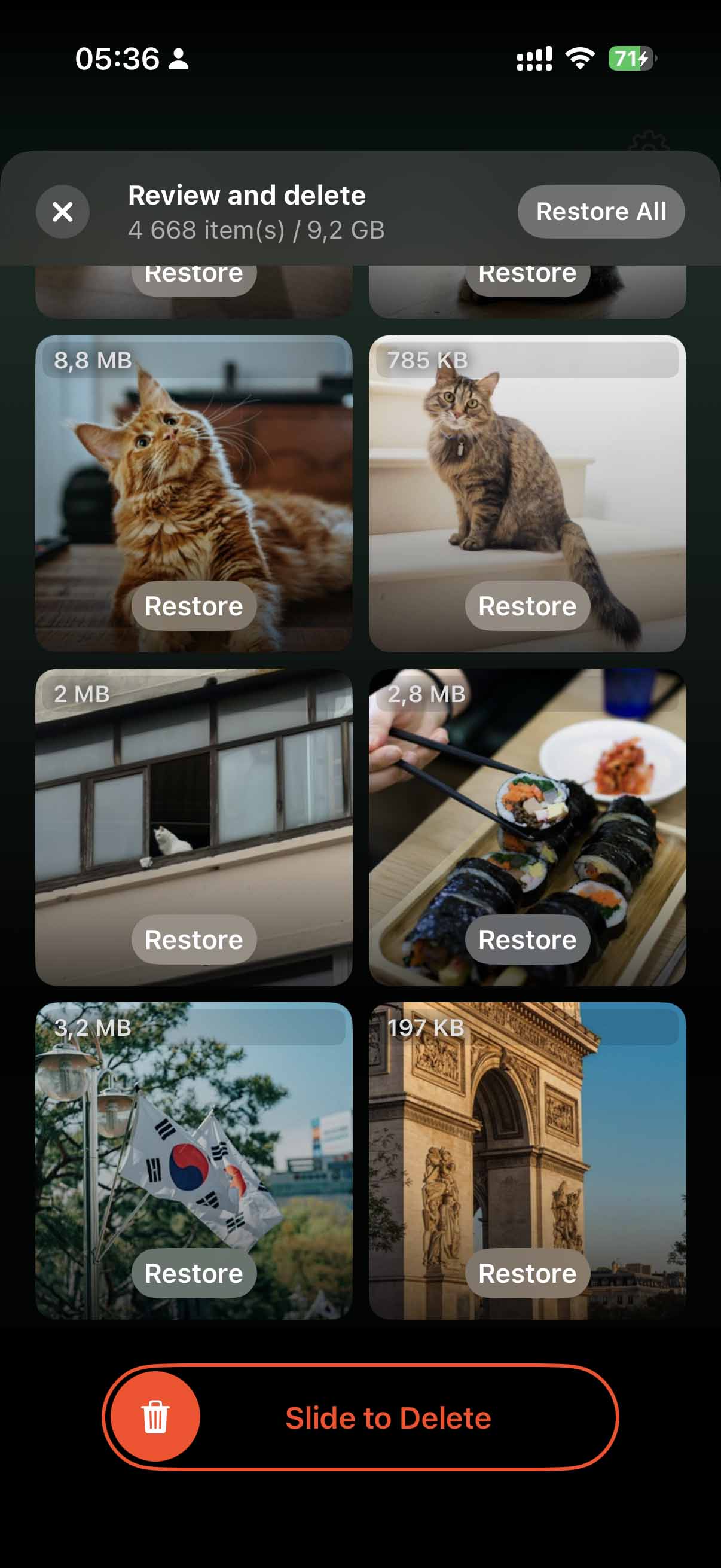 Use Slide to Delete in Clever Cleaner.