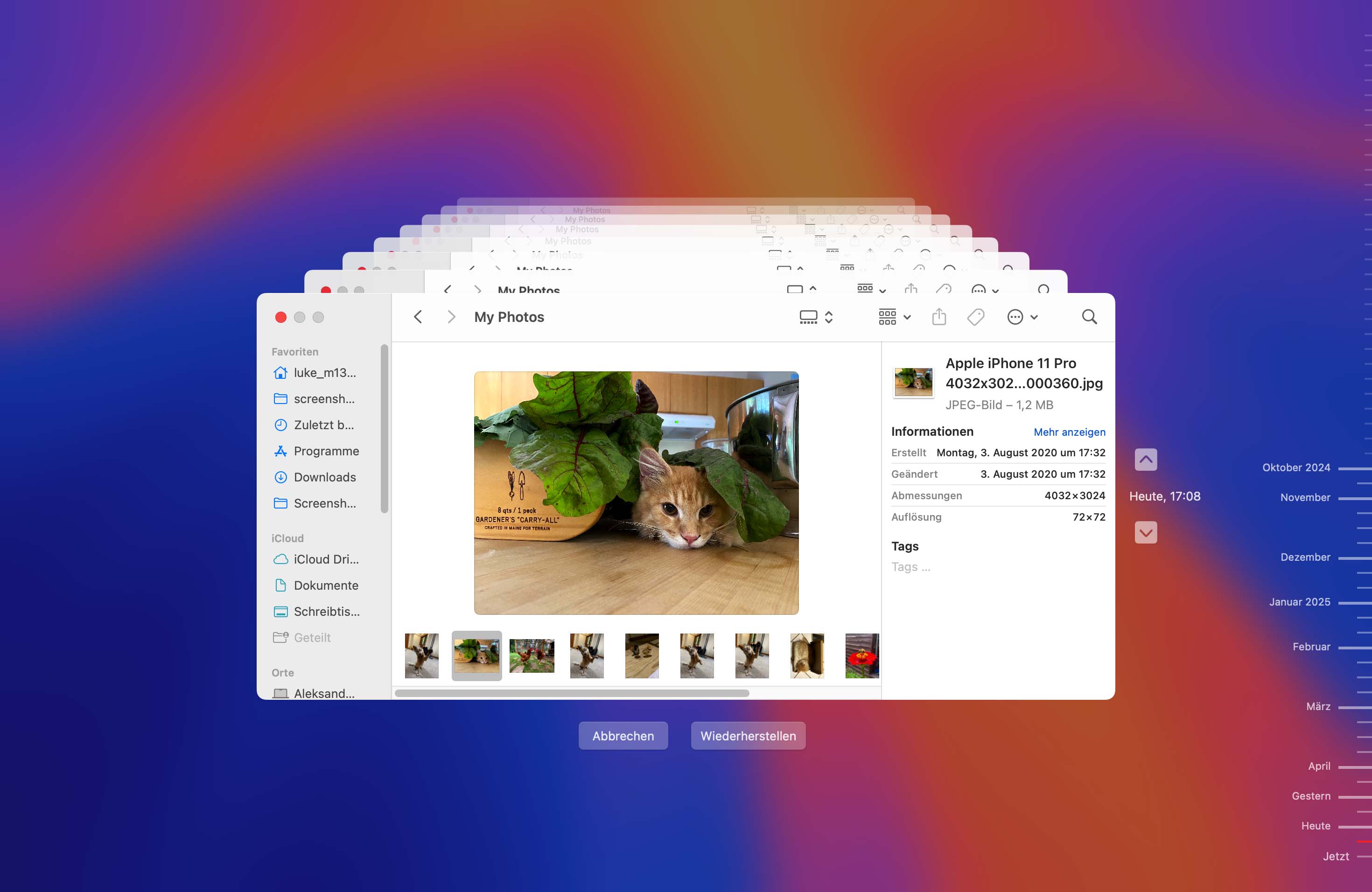 Überschriebene Dateien auf dem Mac mit Time Machine wiederherstellen
